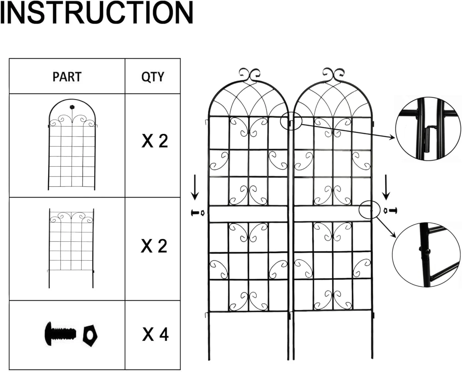 EMOWRASUL Elegant Yellow Daisy Trellis Set - 2 Pack Tall Iron Arches for Outdoor Climbing Plants