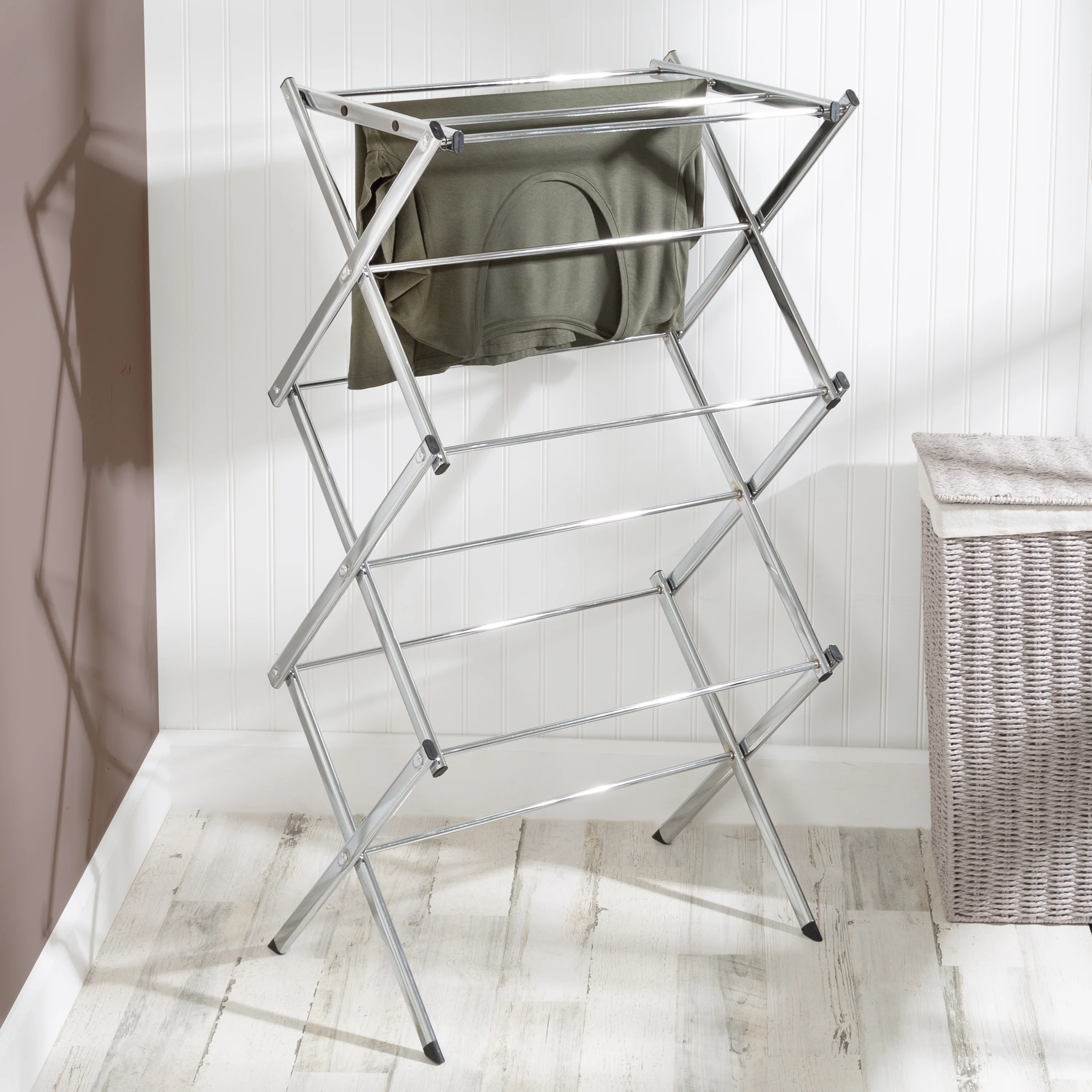 Honey-Can-Do Collapsible Steel Slim-Profile Freestanding Clothes Drying Rack, Chrome