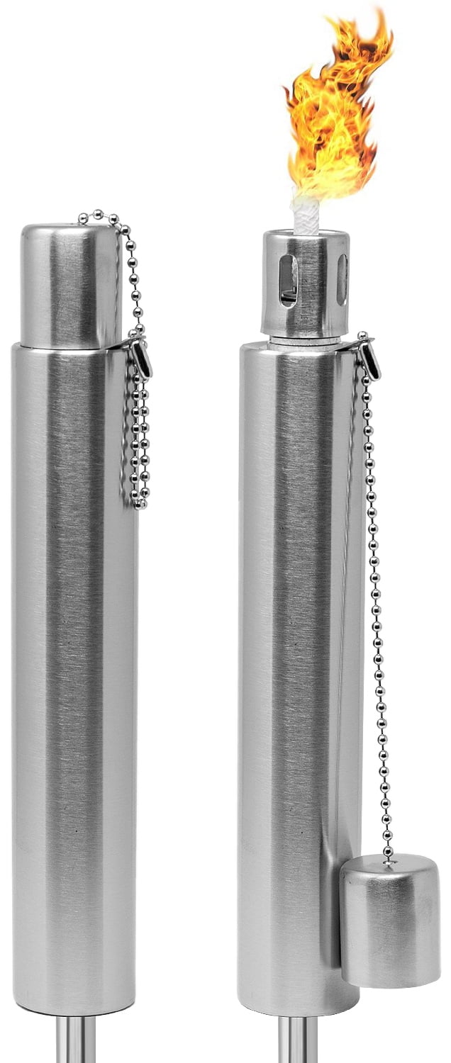 Sorbus 2-Pack Stainless Steel Torches - 5 ft. Long Garden Patio Décor  (Silver - Cylinder)