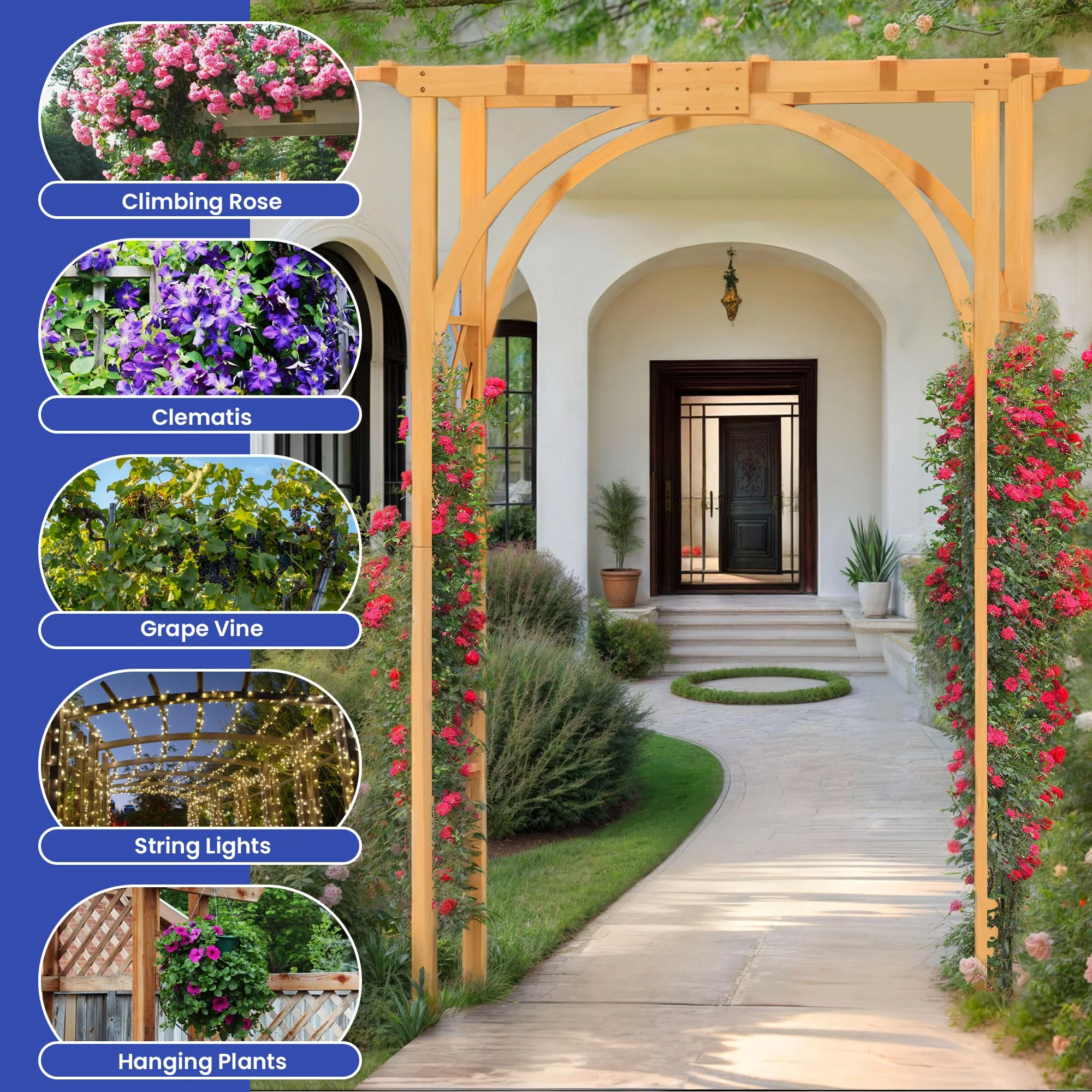 ModFusion Garden Wooden Trellis Arch, Outdoor Supplies for Weddings, Parties, 63