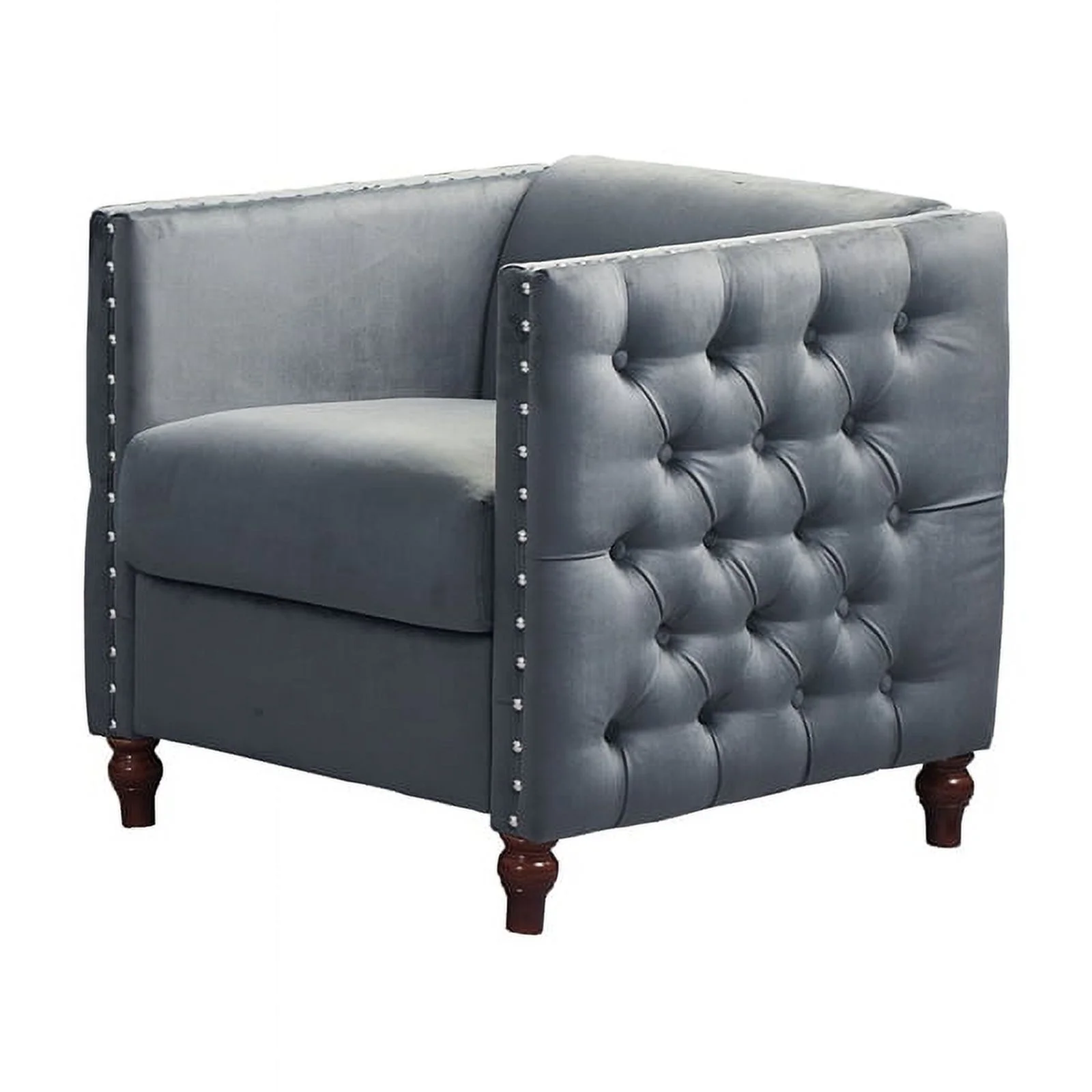 Home Square 2-Piece Set with Velvet Livingroom Loveseat and Chair in Gray