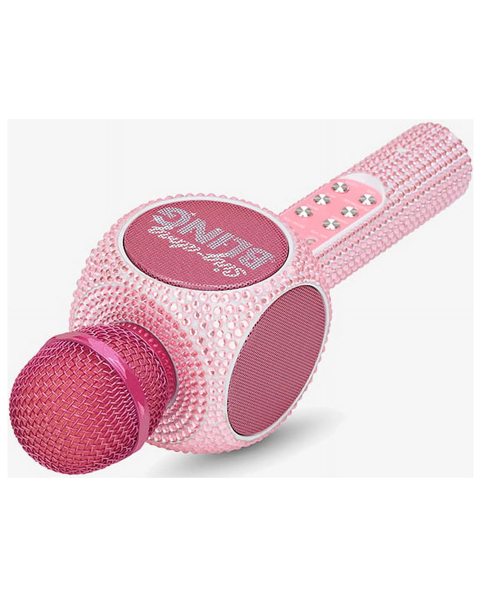 Singalong Bling Microphone - Wireless Karaoke Microphone with Bluetooth for Kids and Adults - Portable Microphone for Home Karaoke - Sing-Along Mic with Stereo Audio - LED Dancing Lights - Pink Bling