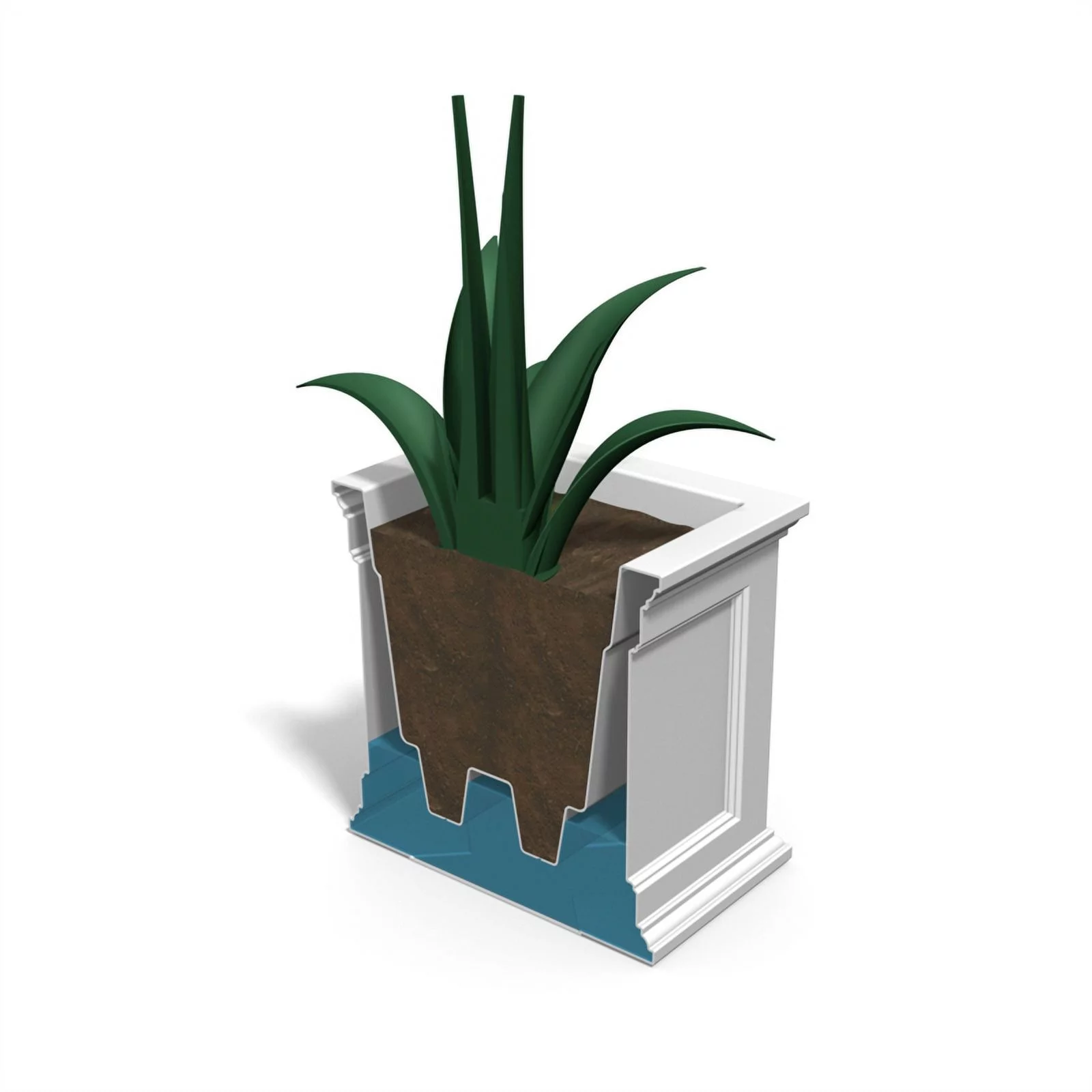 Mayne Fairfield 20x36 Weatherproof Traditional Plastic Planter in Graphite Gray