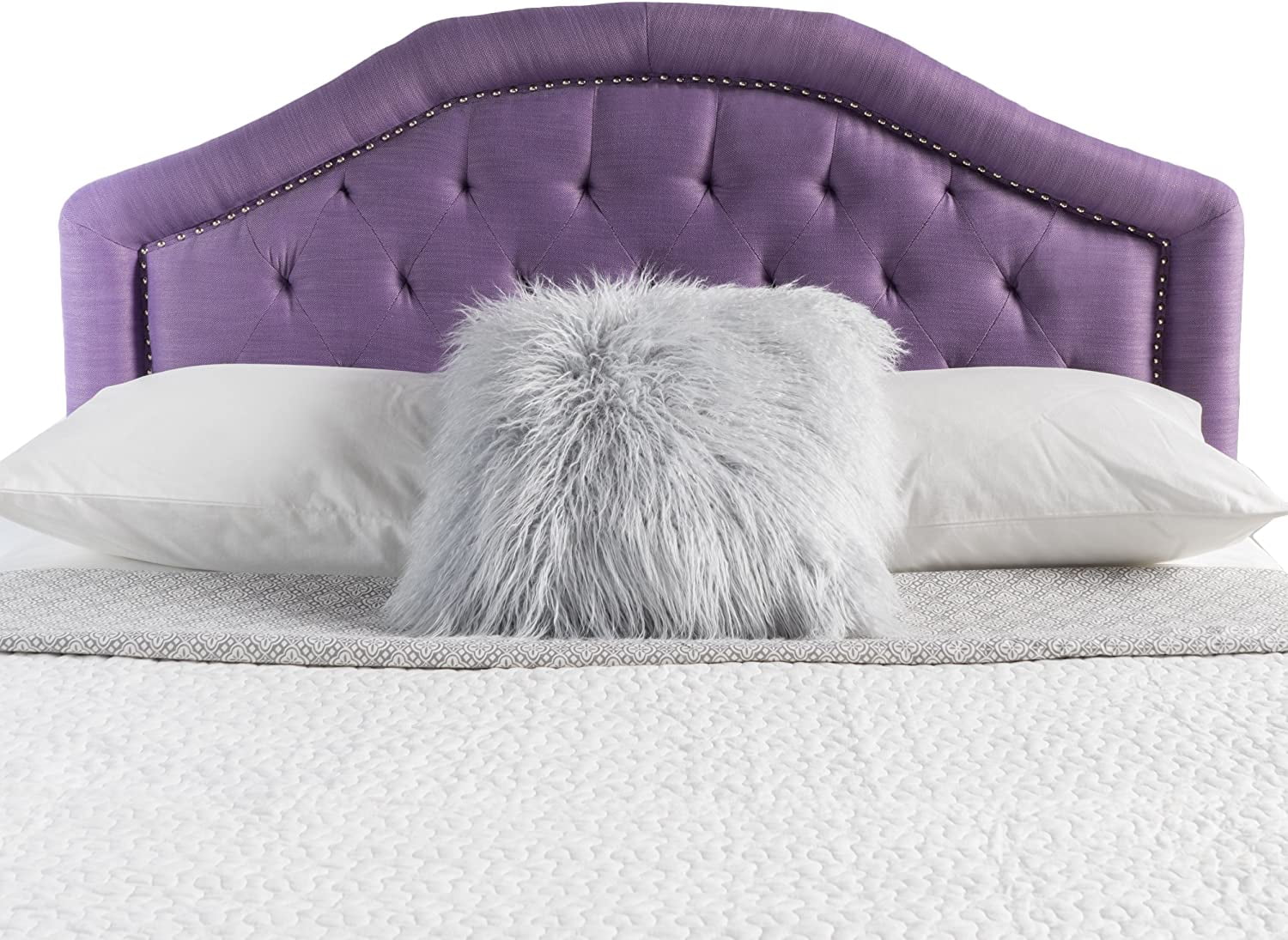 LIANMEI Killian Headboard - Fully Upholstered, Queen / Full, Light Purple