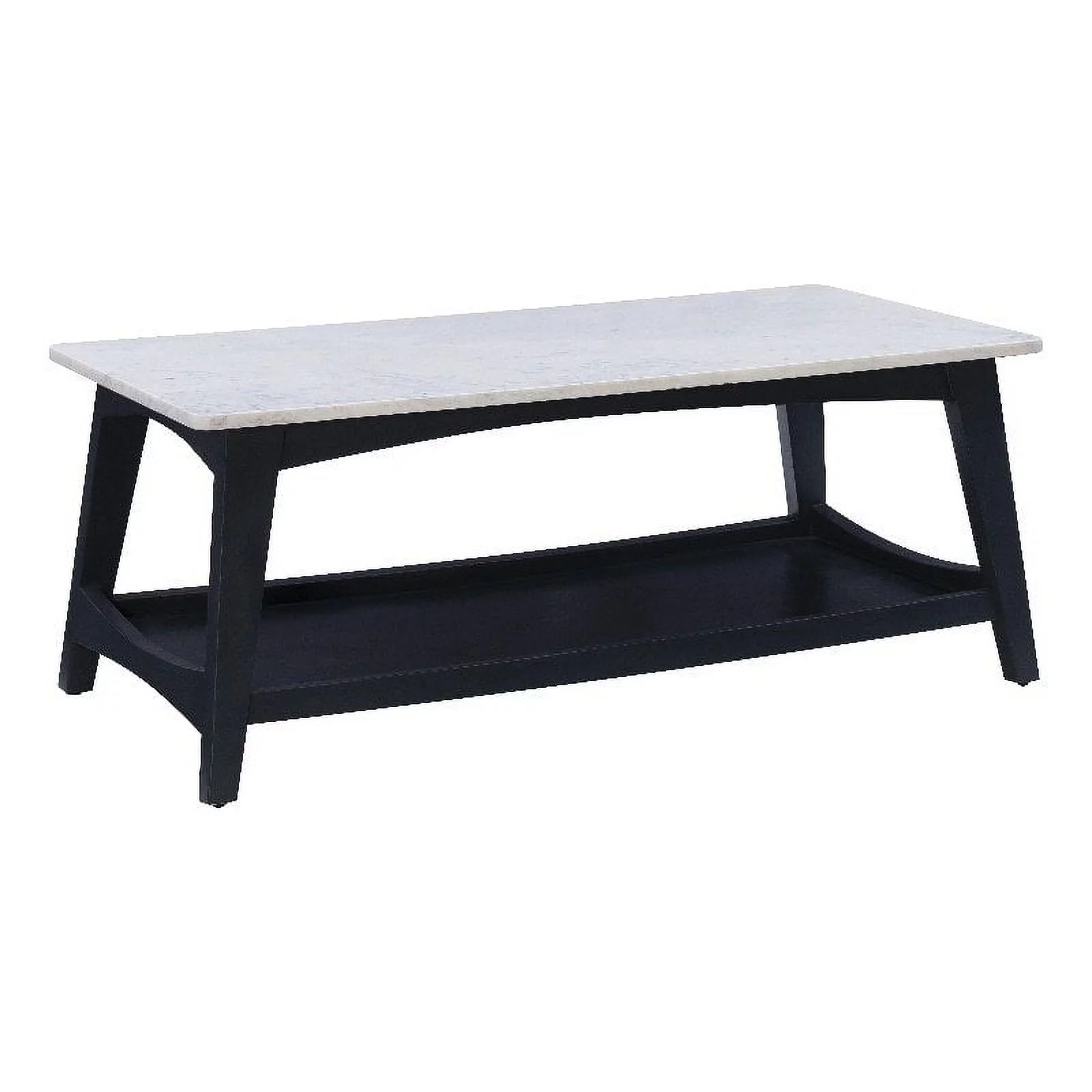 Linon Pace Coffee Table White Marble Top Wood Base/Shelf in Gray Wash Finish