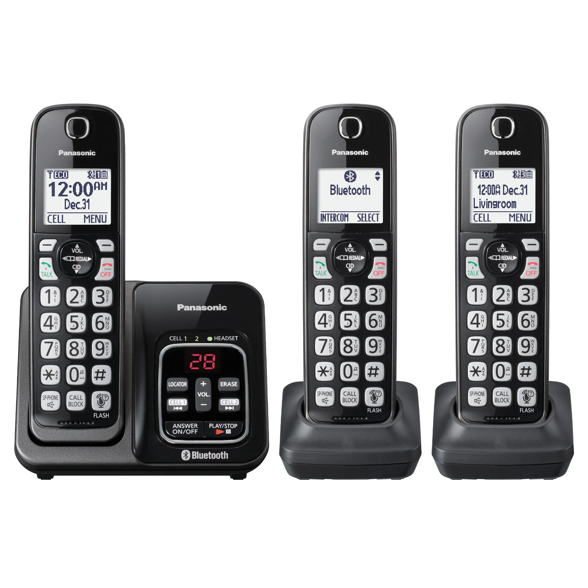 Panasonic KX-TGD66X Link2Cell Corded Cordless Phone with Call Blocking and Digital Answering System (3 Handset), KX-TGD663M
