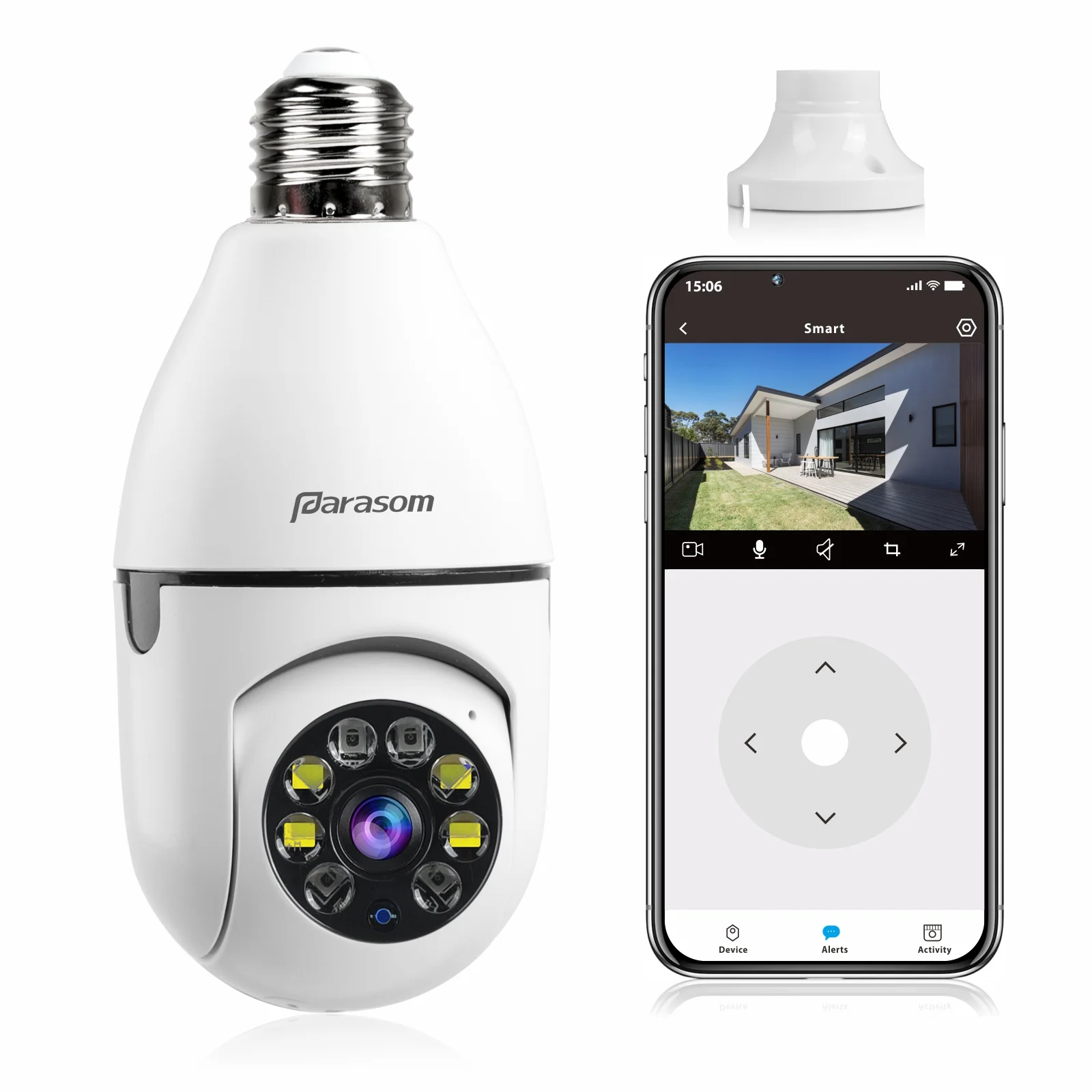 Parasom Security Camera 1080P HD ,Wi-Fi Light Bulb Pan Tilt Surveillance CCTV Camera with Voice Intercom, Motion Detection & Alerts, Remote View, Night Vision for Indoor, Outdoor Use, Supports 2.4GHz