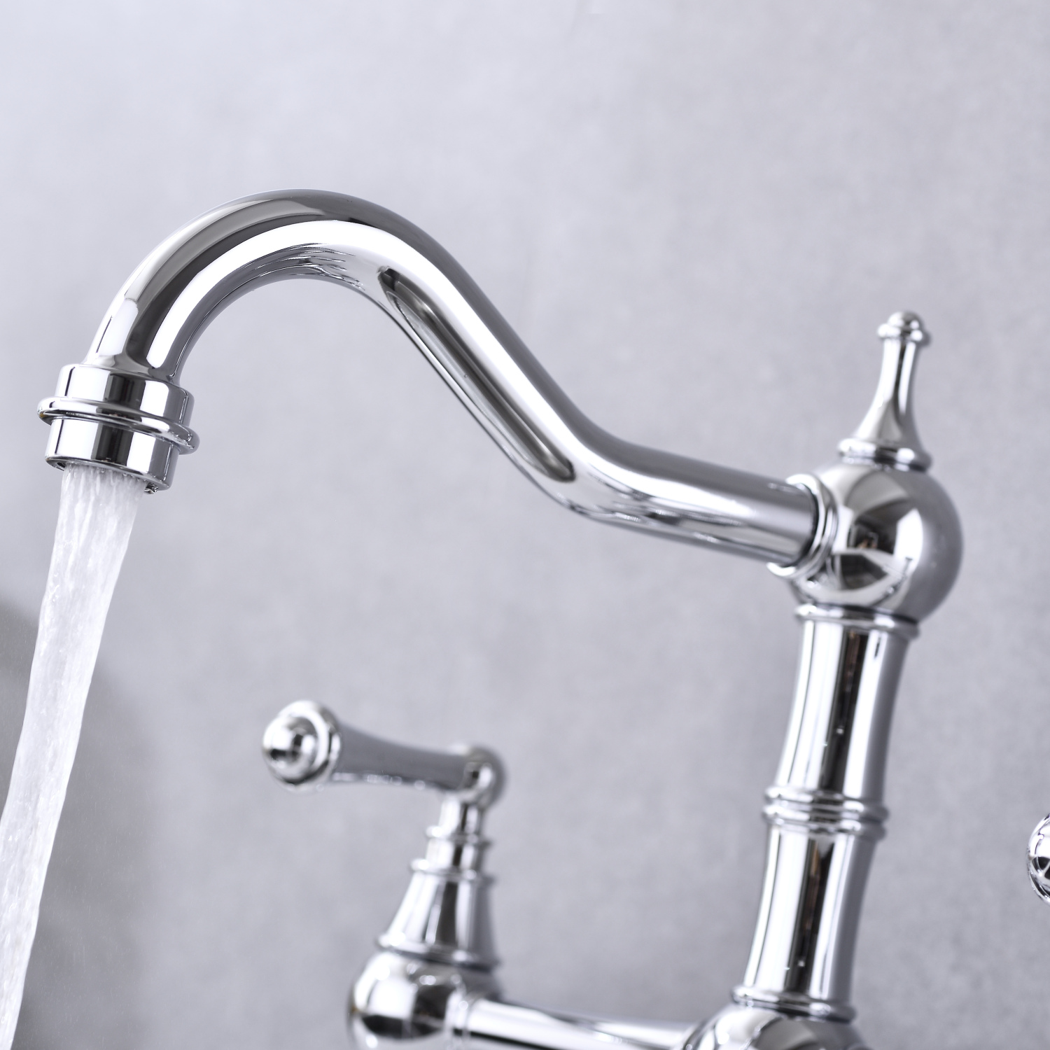 ZJbiubiuHome Bridge Dual Handles Kitchen Faucet With Pull-Out Side Spray in