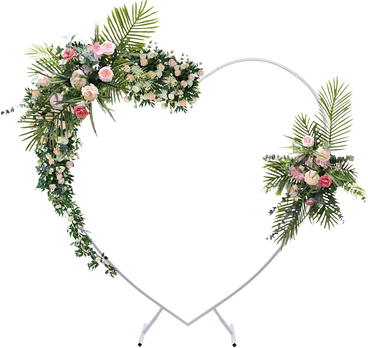 Large Size 6.89ft (2.1m) White Metal HeartArch Kit, Wedding Heart Arch Stand, Love Column Arch Frame for Wedding, Bridal, Valentine's Day, Engagement and Birthday Party Supplies （White）
