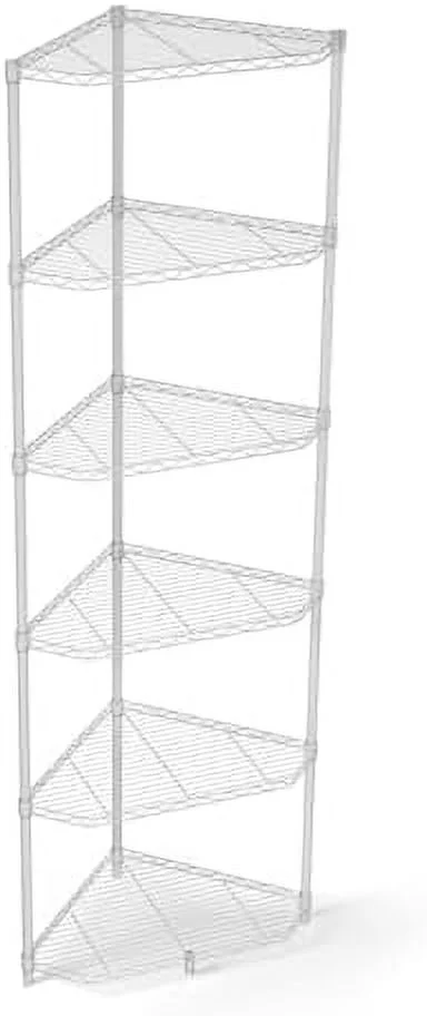 CHYTRE 6 Tier NSF Metal  Pentagonal Corner Wire Shelving Unit  72"H x 20"L x 20"D - Black  600lbs Capacity Heavy Duty Adjustable  Rack with  Liners for Kitchen Garage Office E