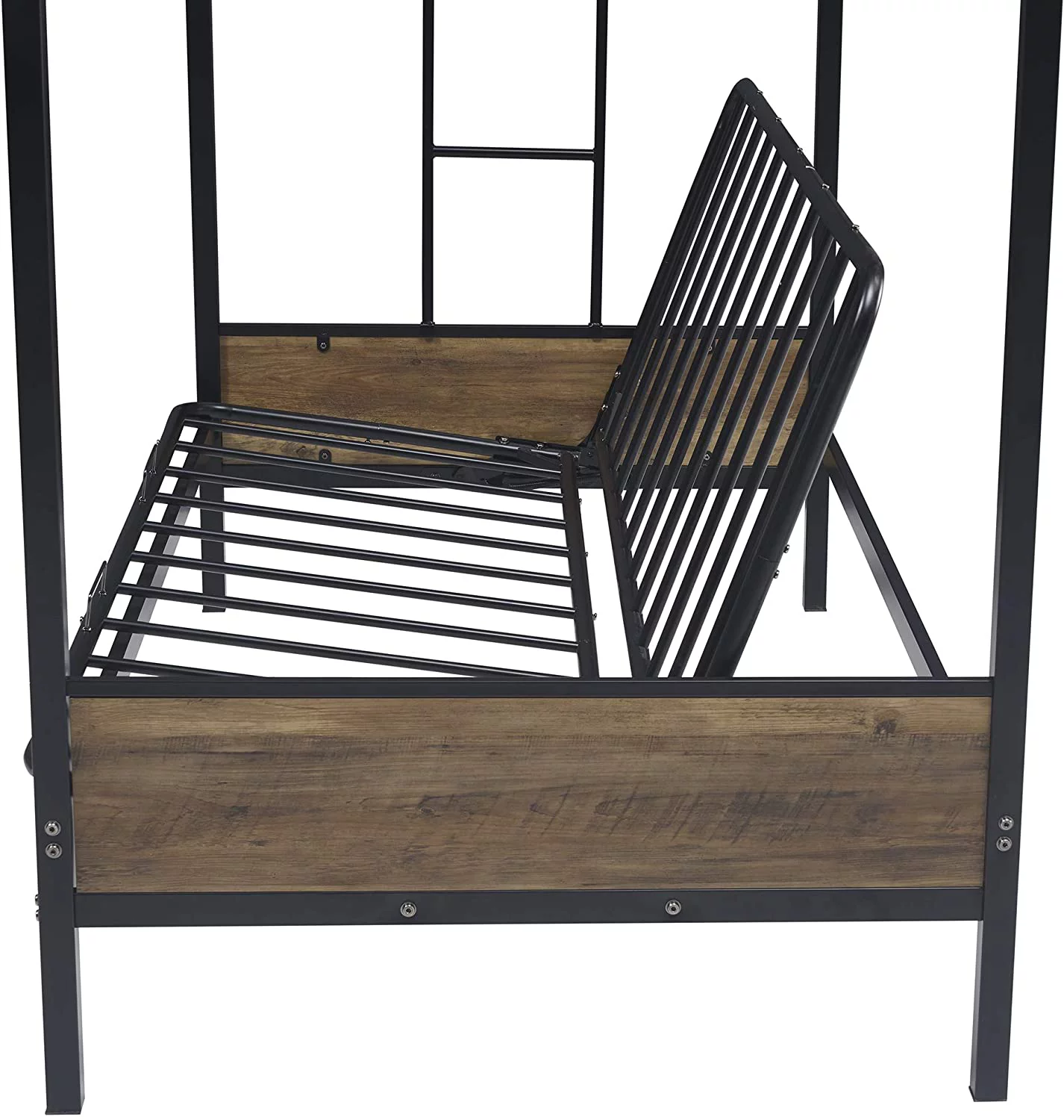 Churanty Twin over Futon Couch and Bed,Metal Futon Bunk Bed,Black