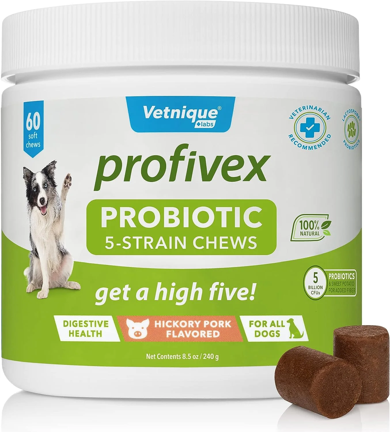 Vetnique Labs Profivex Probiotics for Dogs All Natural Dog Chews & Powder for Digestive Health Probiotic Supplements for Dogs 5 Strains of Probiotics & Prebiotics (Powder  4.25oz)