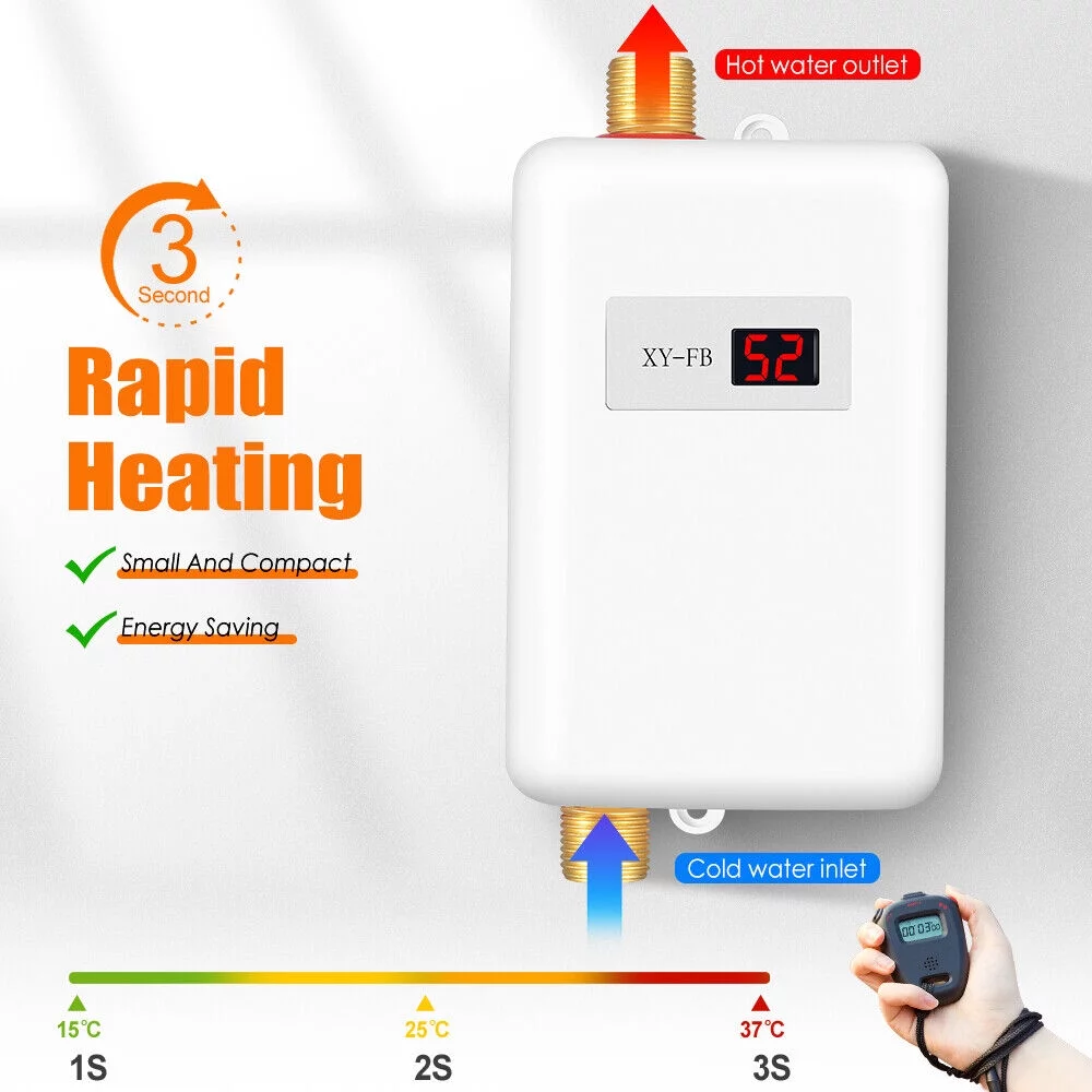 Durable ABS Casing, Quick Heating, Versatile Usage, Compact Size - Kitchen Instantaneous Water Heater