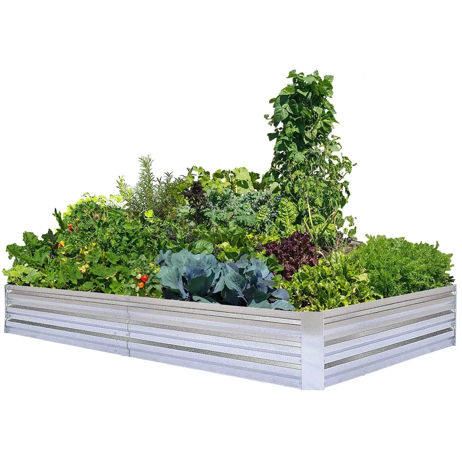FOYUEE Galvanized Steel Metal Raised Garden Beds for Vegetables, Gray