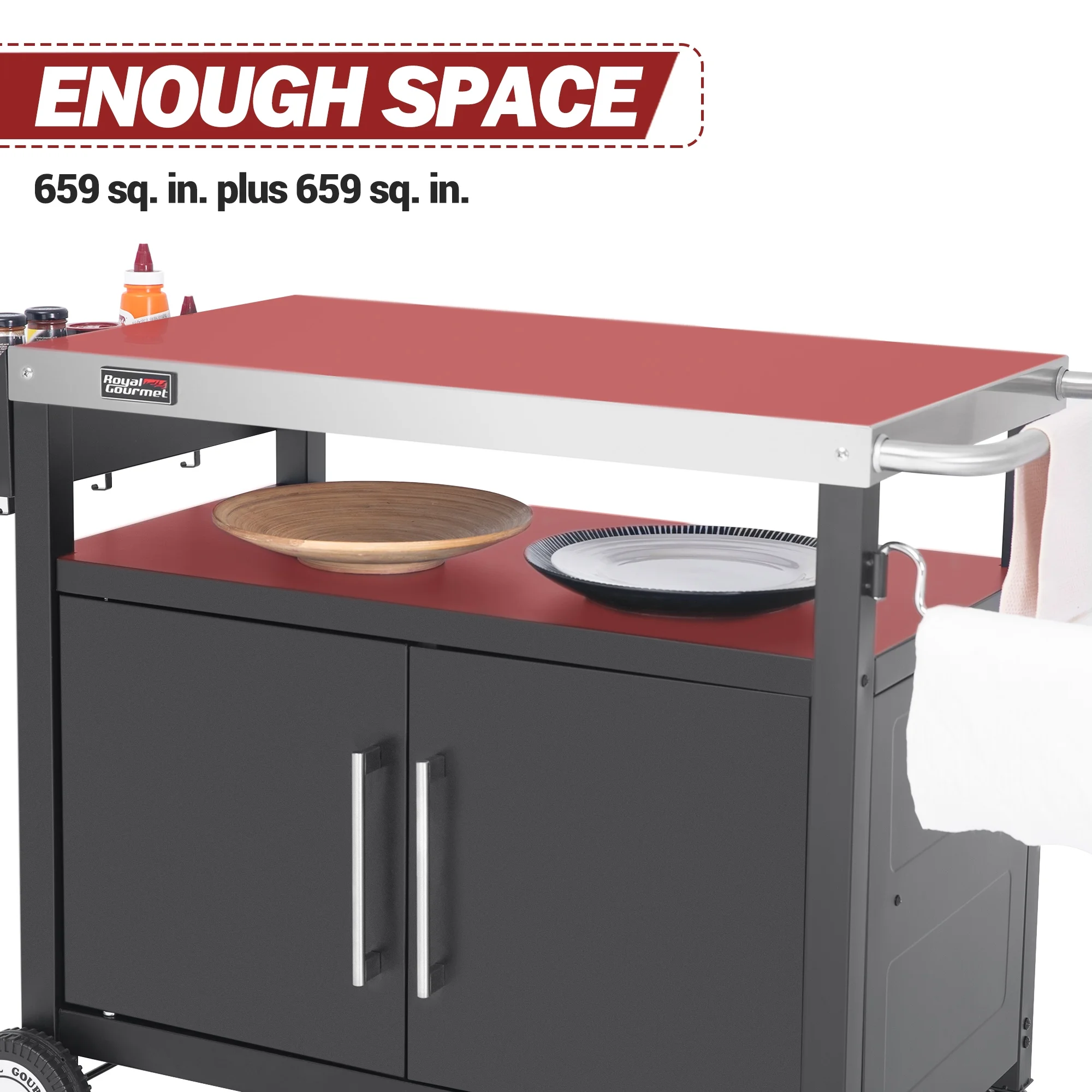 Royal Gourmet PC3403S Movable Kitchen Island Cart