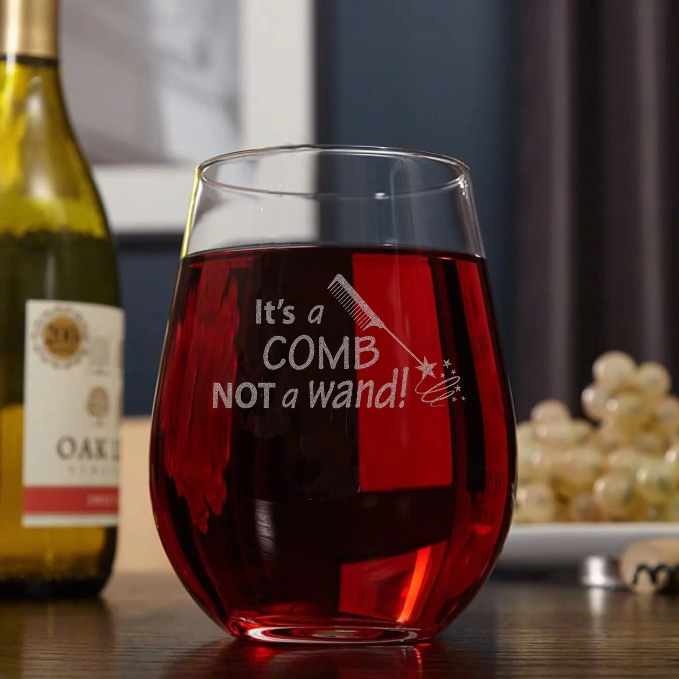 A mb NOT A Wand Stemless Wine Glass - Engraved Beautician Gift • Present For Her • Birthday • Mother's Day • Hairdresser Gift