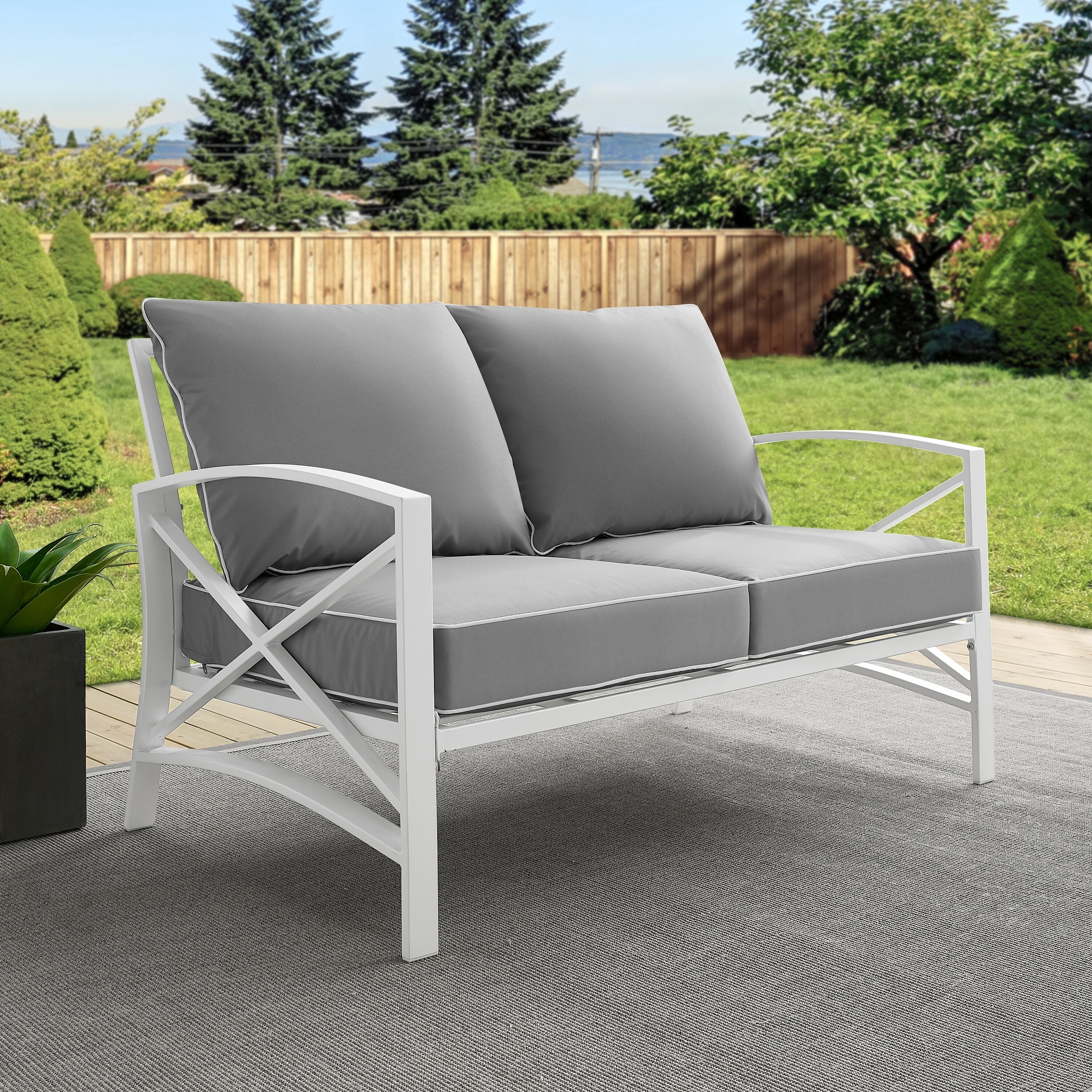 Crosley Furniture Kaplan Outdoor Metal Loveseat - 54 W x 30.5 D x 32 H