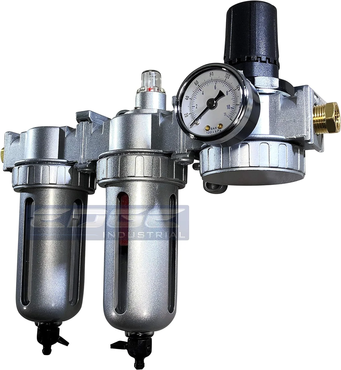 Three Stage Air Drying System - Air Particulate Filter, 0.01 Micron Coalescing Filter & Air Pressure Regulator Modular Combo Semi Automatic Drain, Bowl (3/8