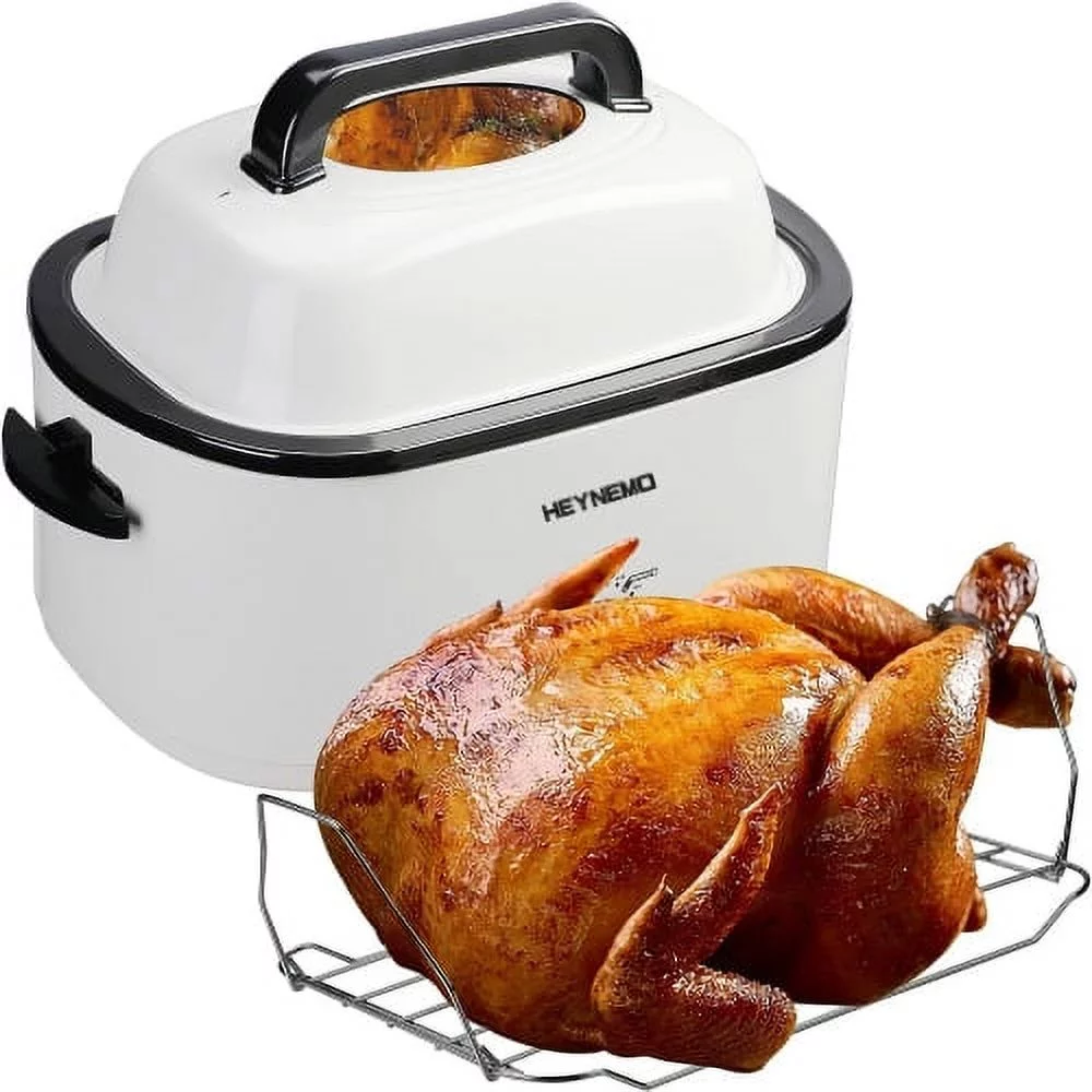 CozyHom 22 Quart Electric Roaster Oven Stainless Steel Turkey Roaster Pan with Removable Insert Pot, White