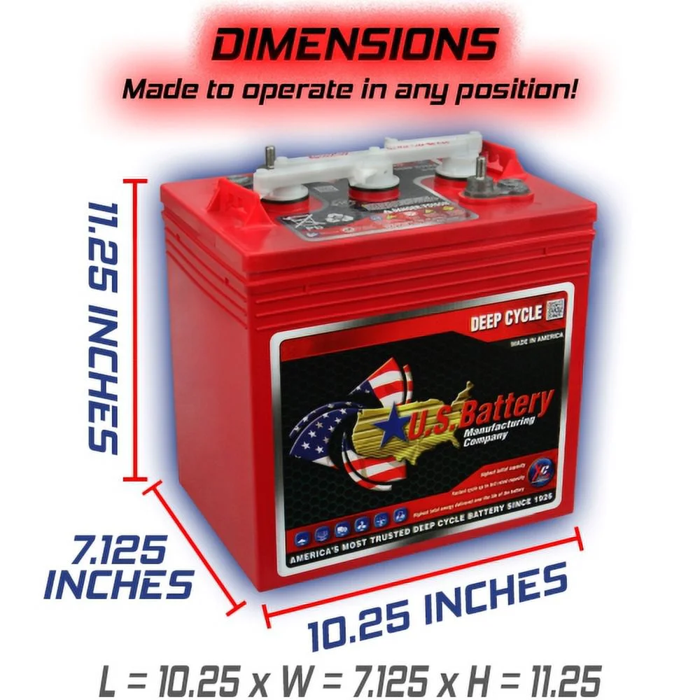 US2200XC Replaces T-105 6V Volt Deep Cycle Golf Cart, Solar, Marine, RV and Industrial Use Batteries - 6 Pack