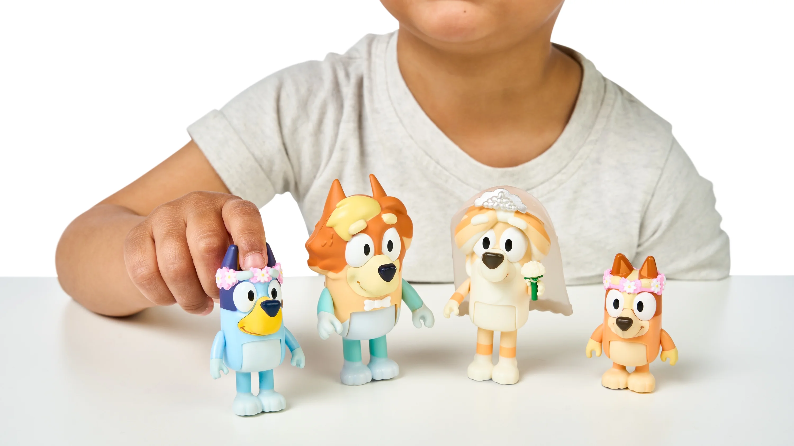 Bluey 4-Pack Wedding Time  Figures, Includes  Uncle Rad, Frisky, Bluey and Bingo, Ages 3+