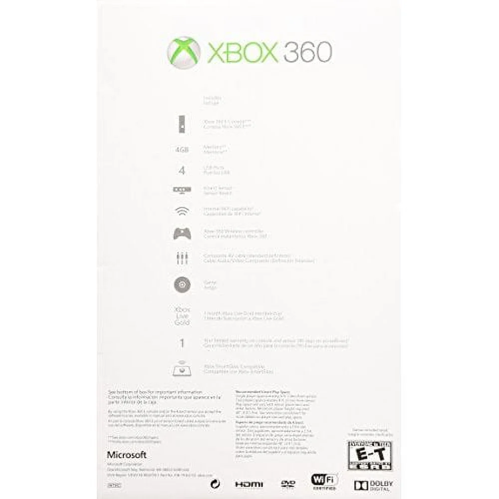 Restored Xbox 360 4GB Kinect Holiday Bundle With 3 Games Forza Horizons Kinect Sports And Kinect Adventures (Refurbished)