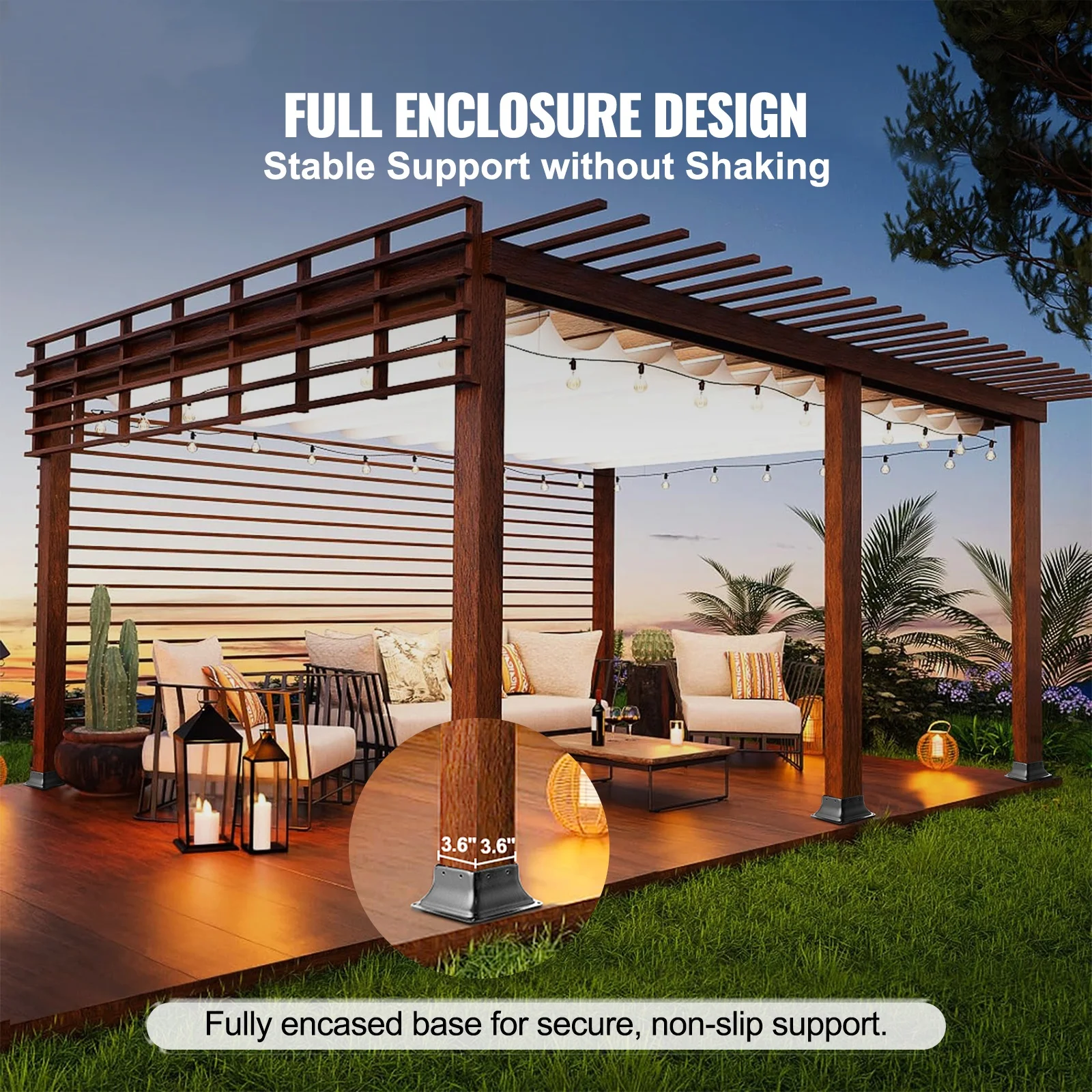 SKYSHALO 4Pcs 4x4 Post Base Brackets Heavy Duty for Standard Wood Post Anchor