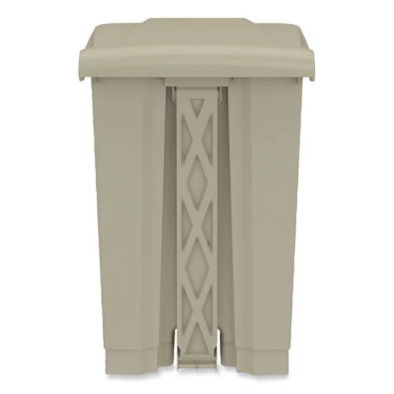 Safco Products Plastic Step-On Touchless 12 Gallon Trash Can in Tan