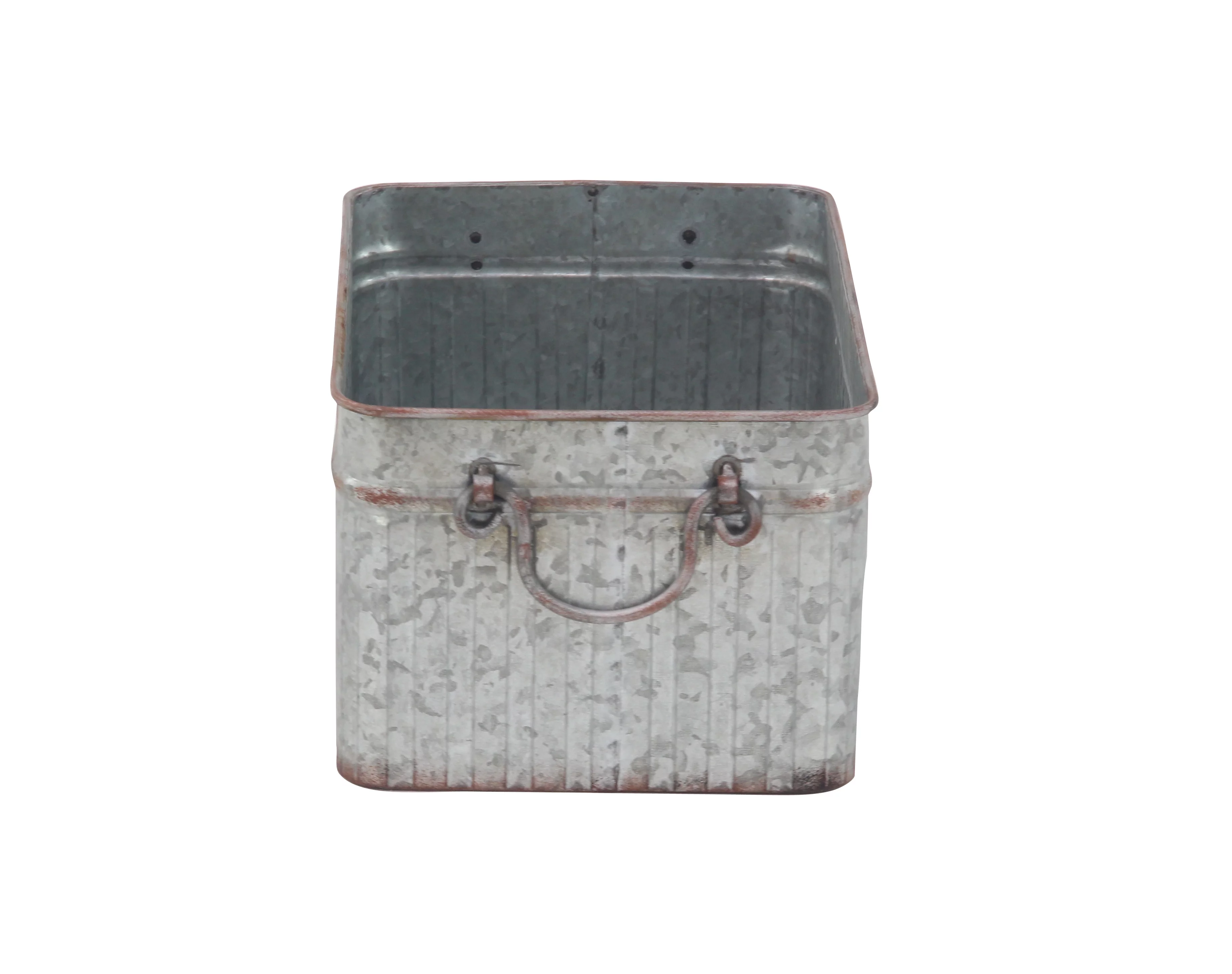 DecMode Set of 3 Farmhouse Iron Rectangular Planters with Handle