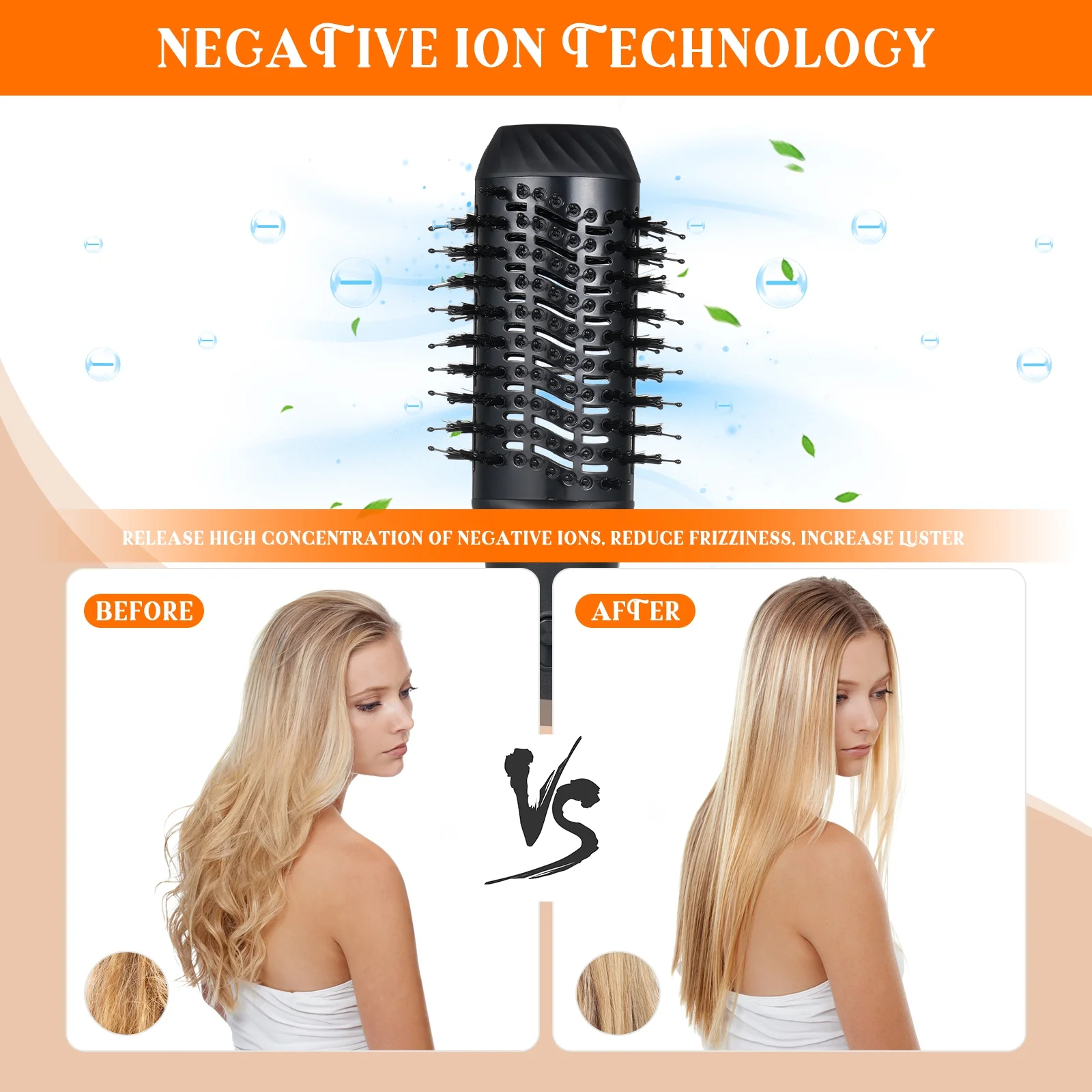 Hair Dryer Brush & 6 in 1 Air Styler, High-Speed Negative Ionic Hair Dryer Fast Drying, Multi Hair Styler with Automatic Curling Iron