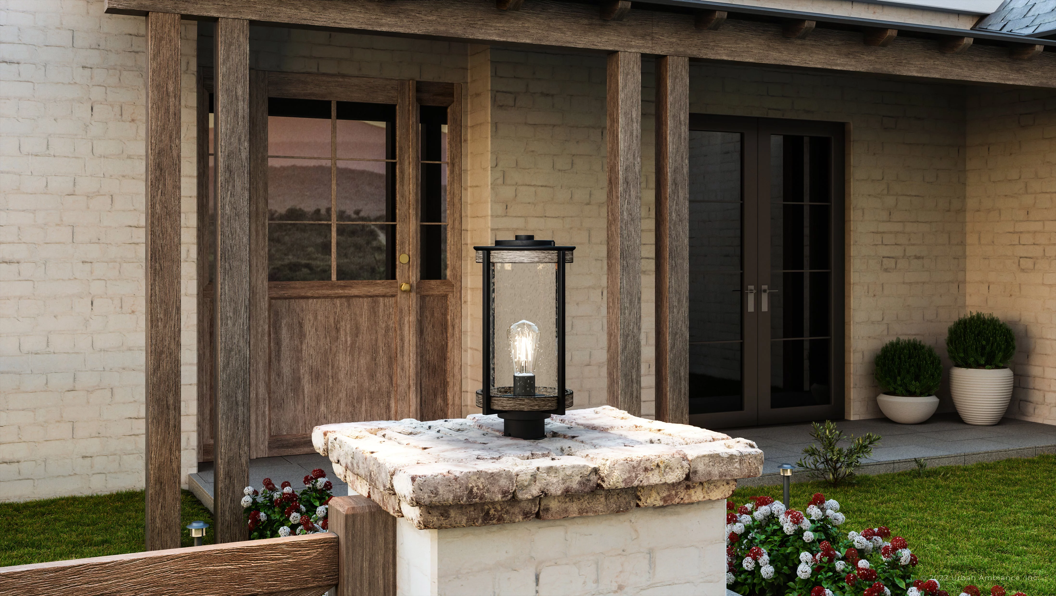 Luxury Farmhouse Post Light, 15.625H x 7.375W, with Modern Farmhouse Style, Midnight Black, UHP1353 by Urban Ambiance