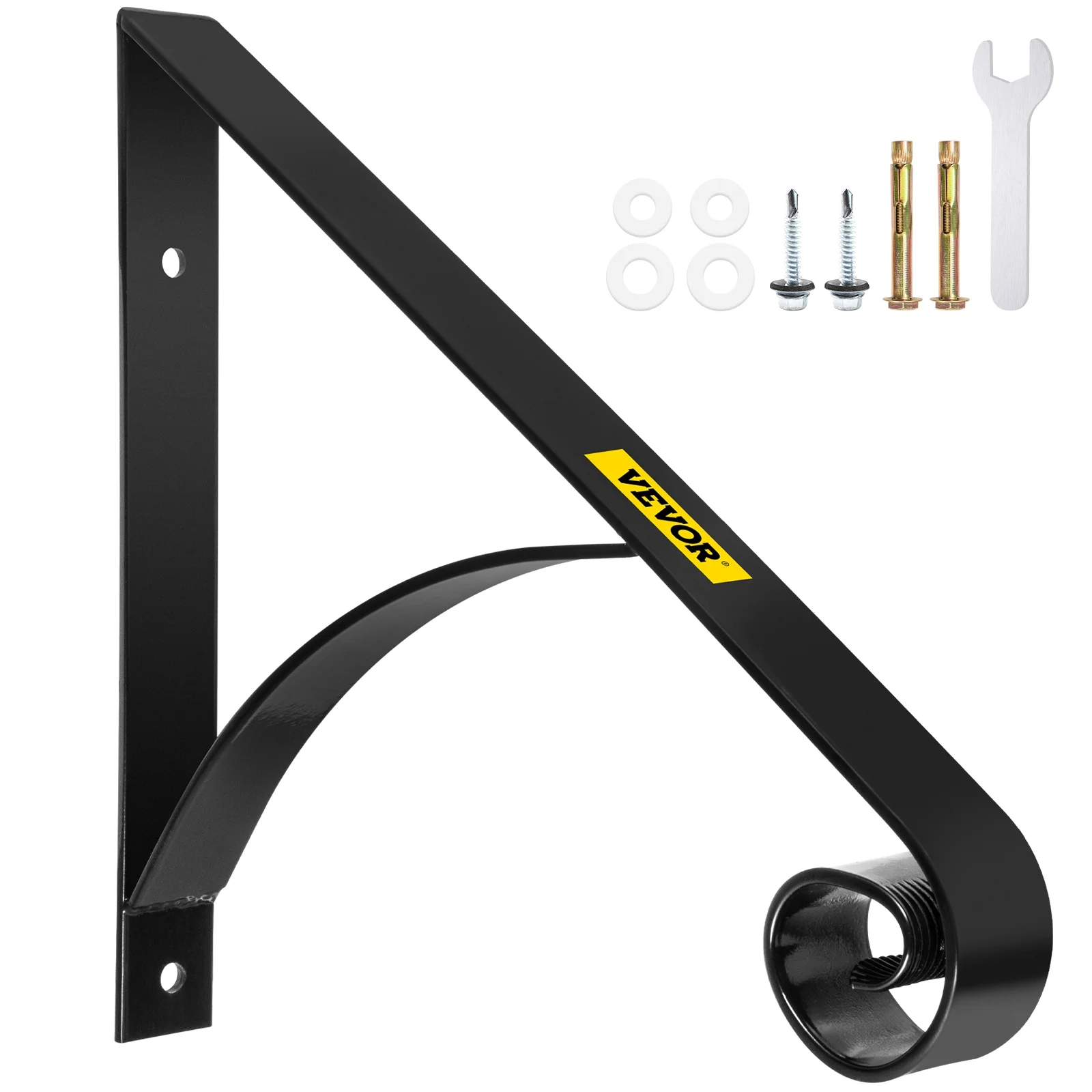 VEVOR Single Step Handrails, 1 or 2 Steps Stairs Wall Mounted Metal Wrought Iron Short Hand Rail Railing, Fits for Garage, Patio or Front Door Porch Steps Application