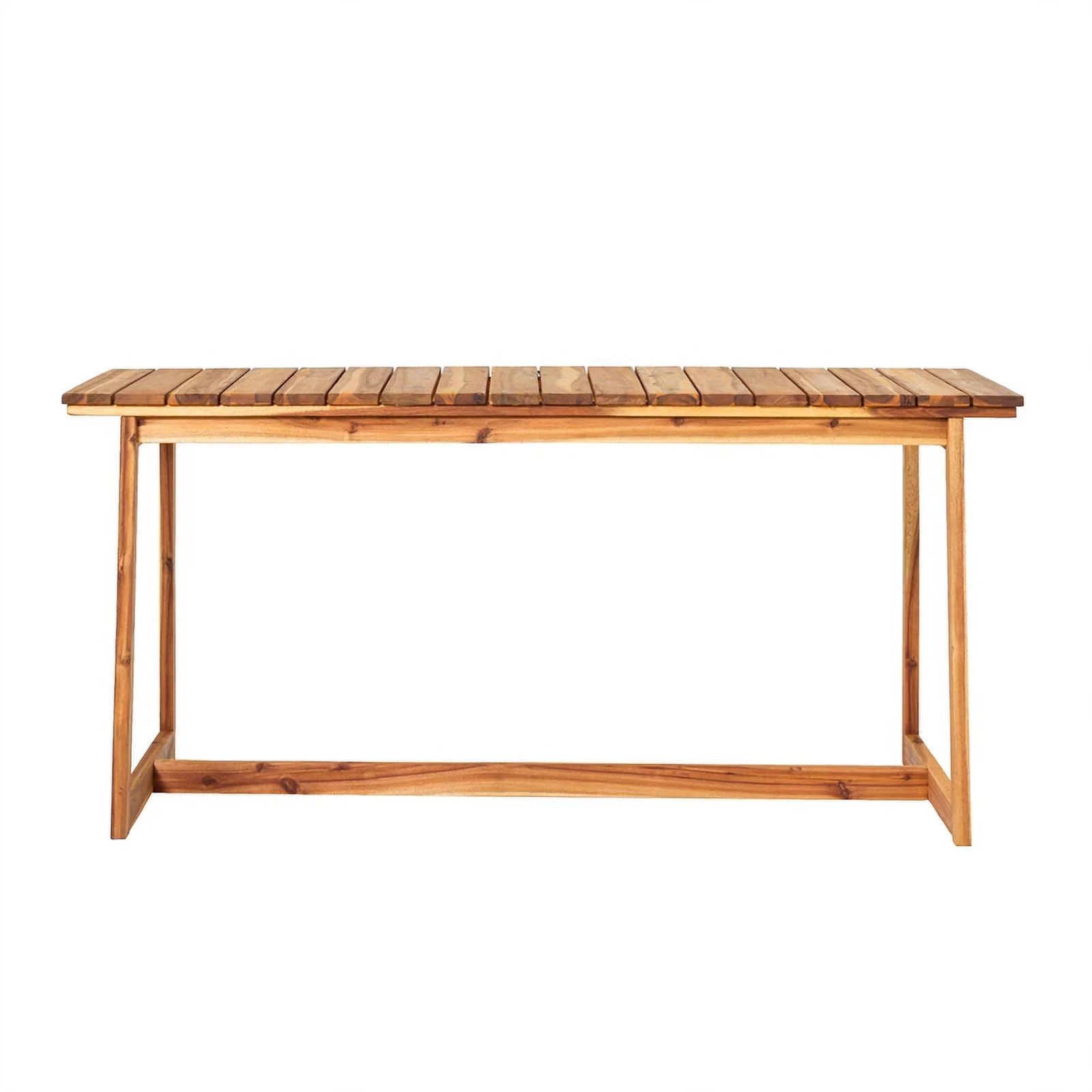 Pemberly Row Modern Solid Wood Outdoor Slat-Top Dining Table - Natural