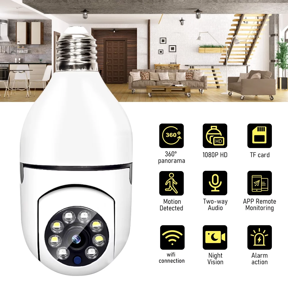 1080P Home Surveillance Cameras, DFITO 360 Degree Panoramic View Lens,Night Vision,Remote Viewing, Motion Detection,Alarm,Two Way Audio