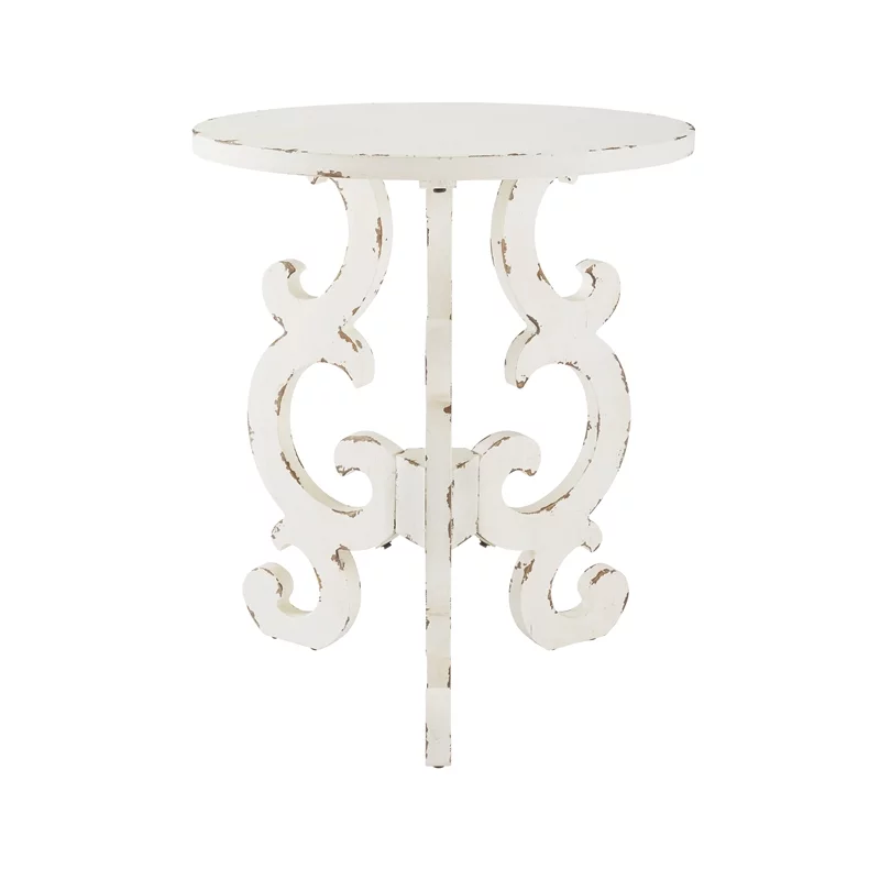 Pemberly Row Modern Distressed Wood End Table in White