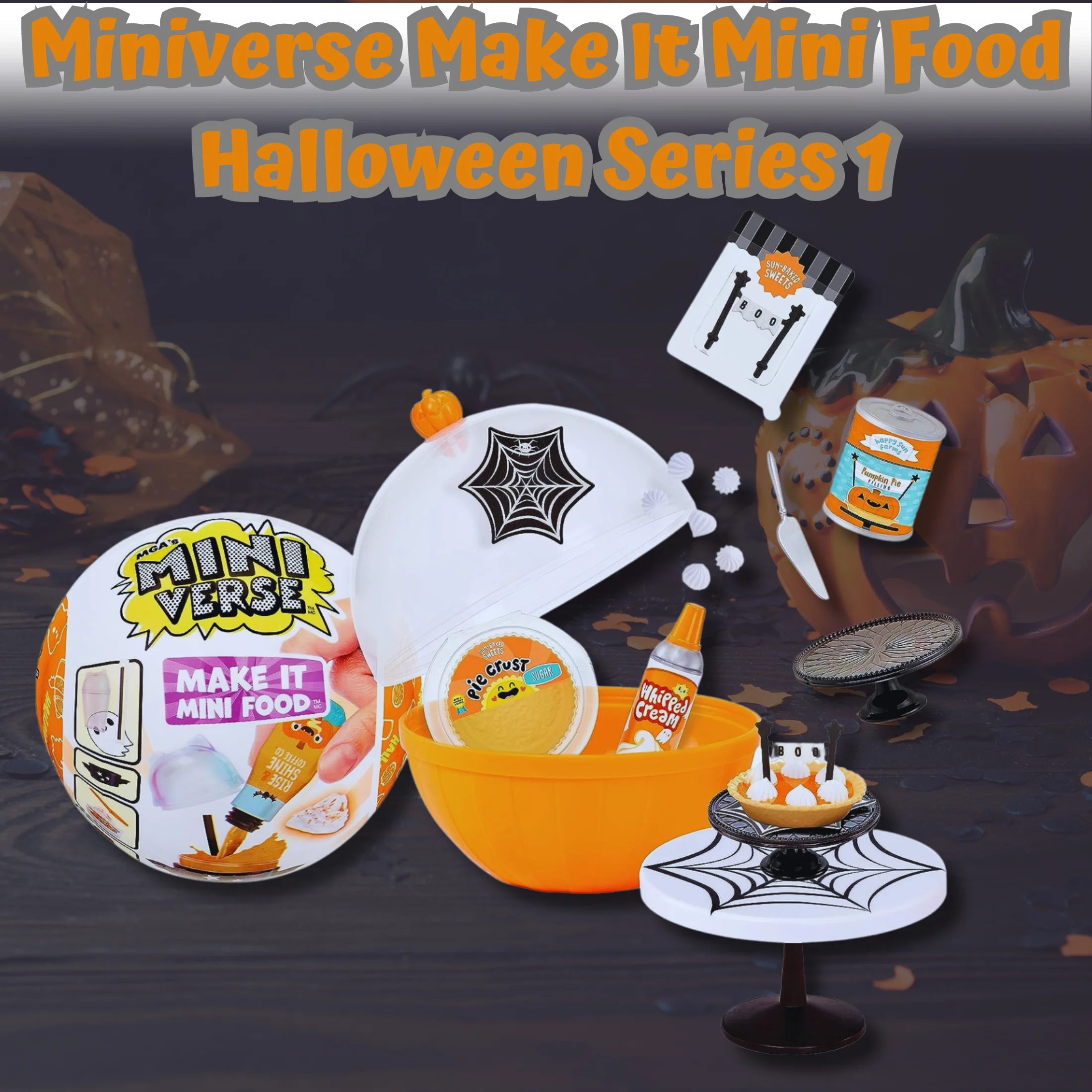 (1) MGA's Miniverse Halloween Series 1: DIY Resin Mini Food Collectibles - Blind Pack, Non-Edible, Kids Ages 8+ Halloween Trick-or-Treat Party Favors Gift Bag Stocking Stuffer & CUSTOM Storage Carrier