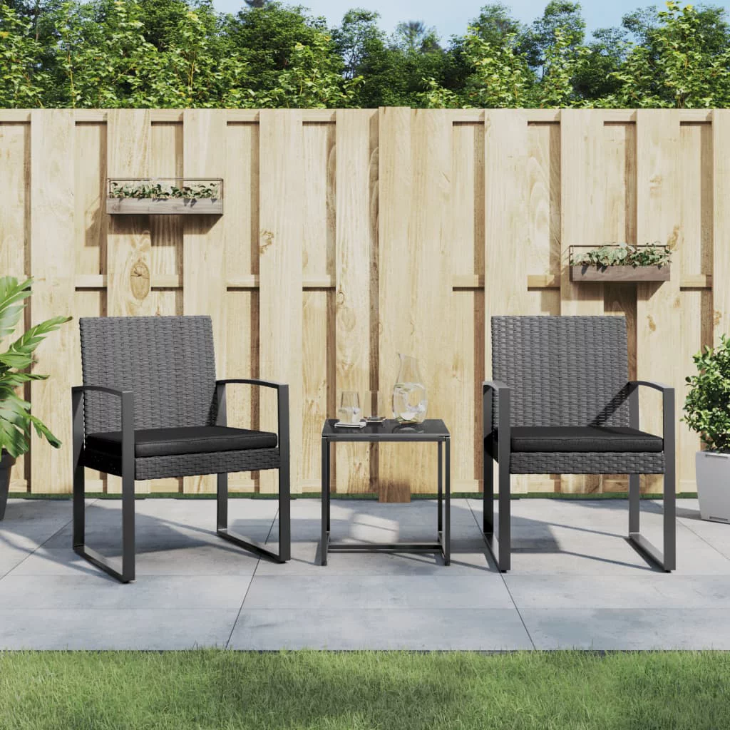 Irfora 3 piece Patio Dining Set with Cushions Dark Gray Rattan