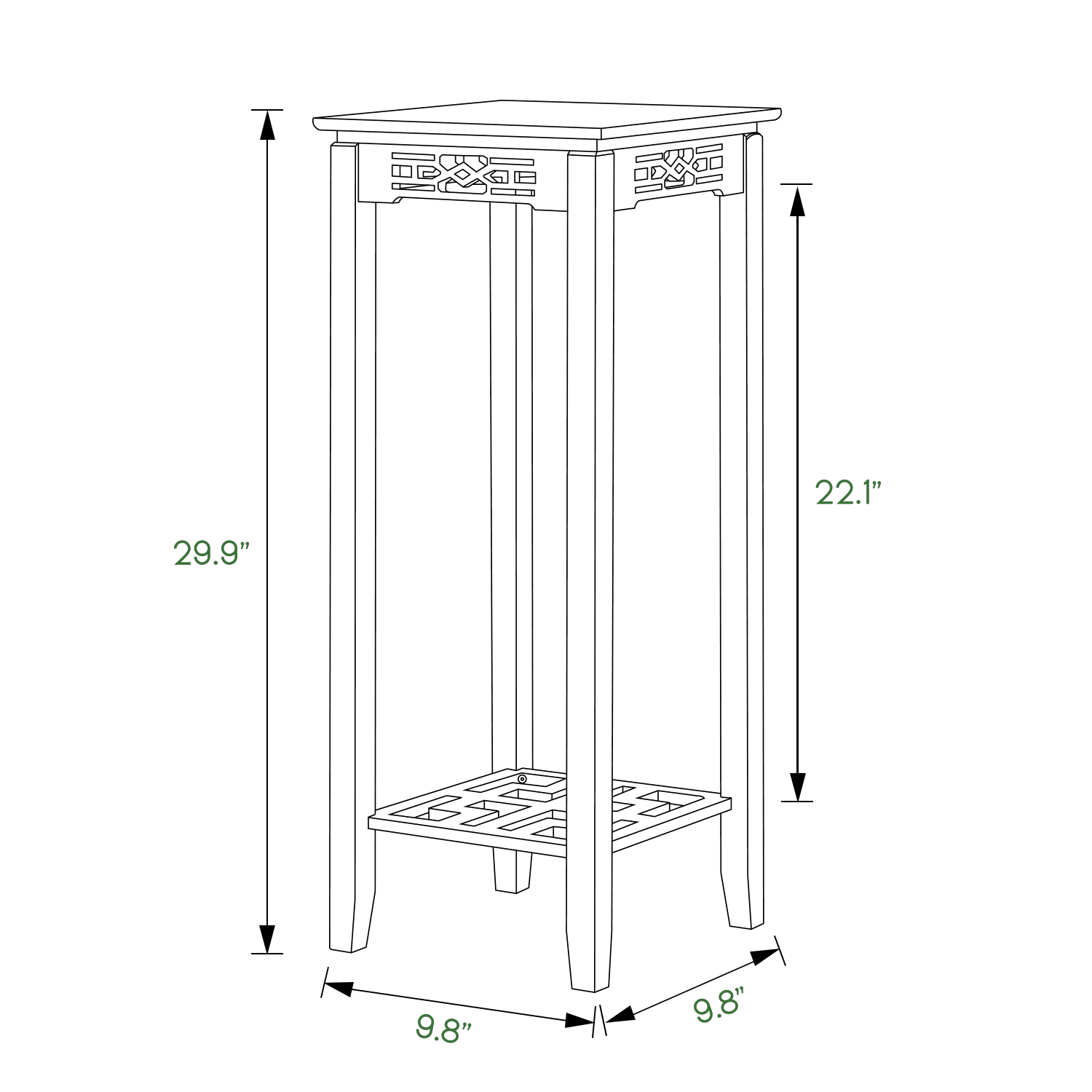 MoNiBloom Bamboo 2 Tiers Square Plant Stand, Carving Flower Rack, Display Shelf, Brown, for Garden
