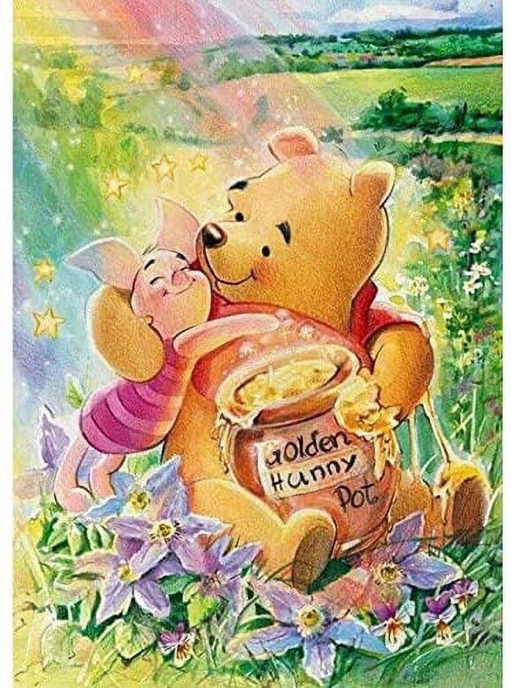 5D DIY Winnie the Pooh Diamond Painting by Number Kit for Adult, Full Drill Crystal Rhinestone Embroidery Cross Stitch Diamond Embroidery Dotz Kit for Home Wall Decor