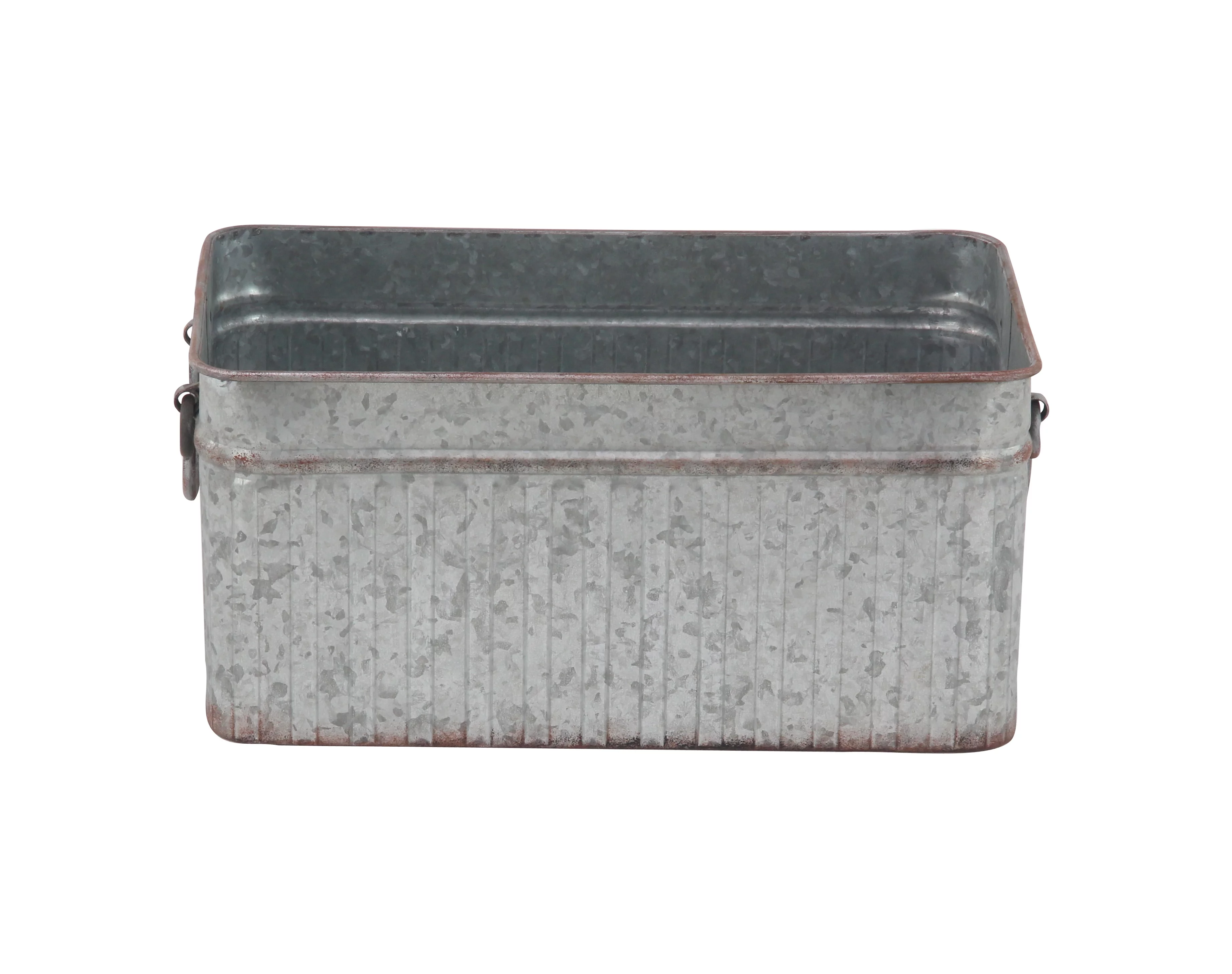 DecMode Set of 3 Farmhouse Iron Rectangular Planters with Handle