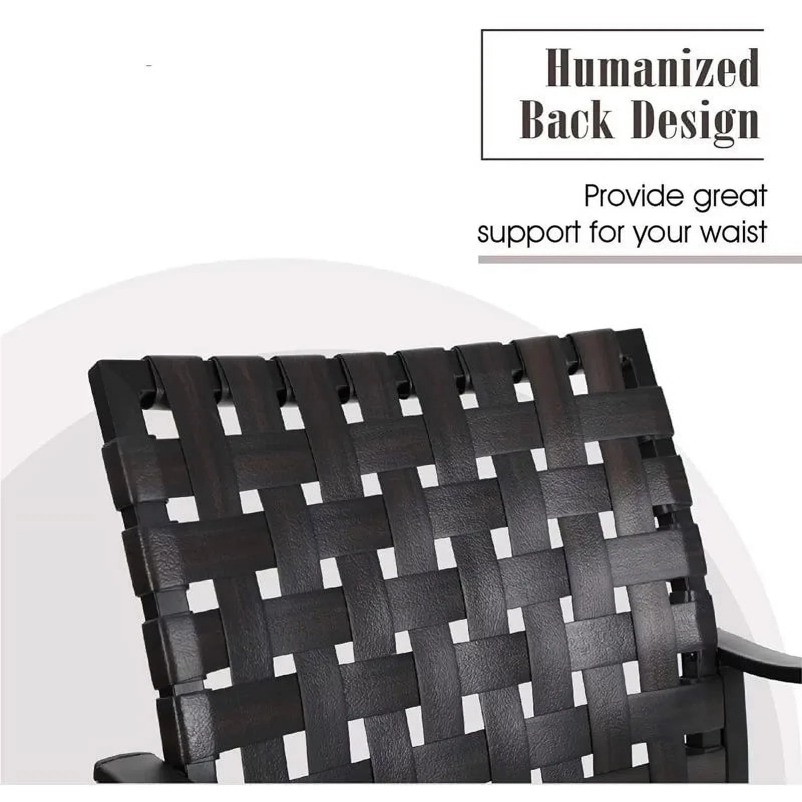 MF Studio 5 Pieces Patio Furniture Conversation Set with 2 Pieces Strapping Chairs, 2 Pieces Strapping Ottoman and 1 Piece