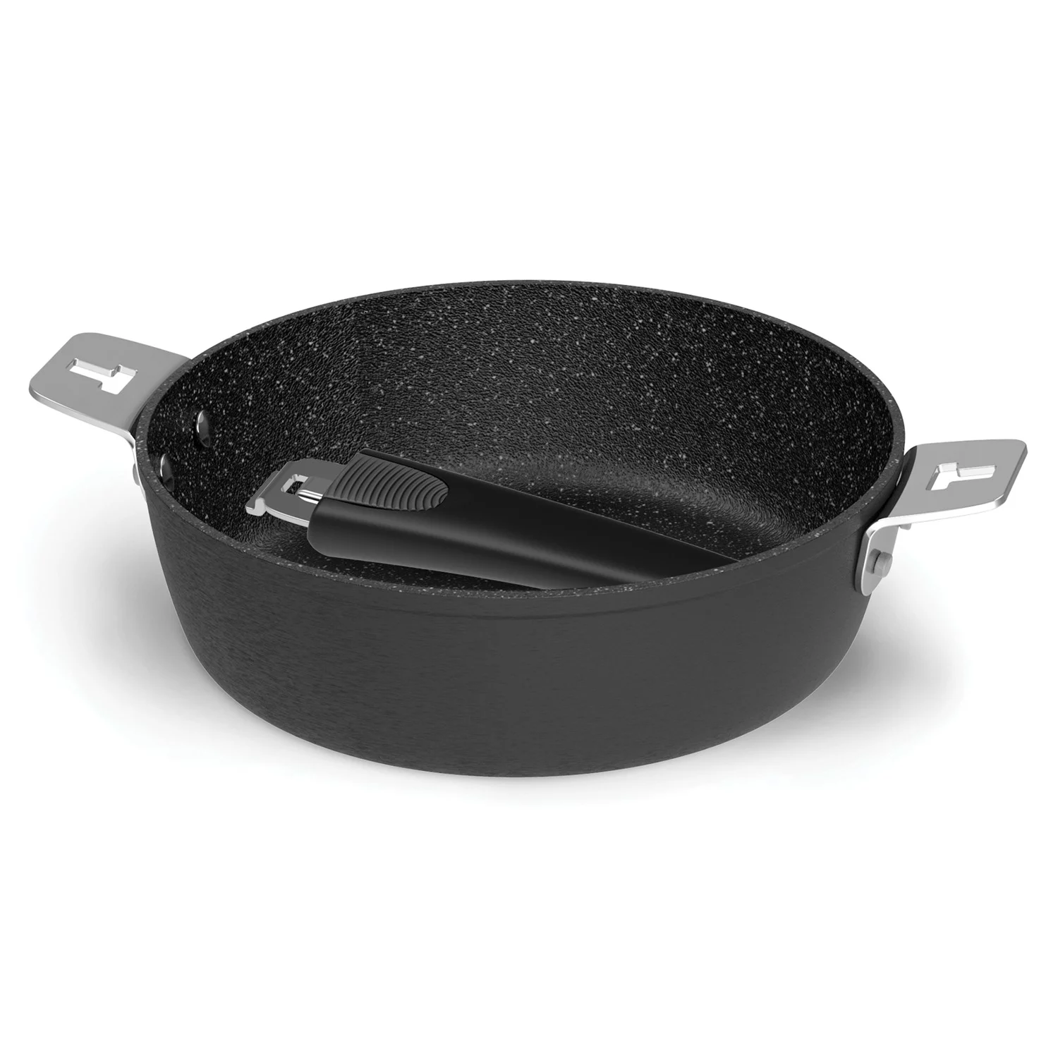 The Rock 034716-002-0000 9 in. Deep Frypan with T-Lock Handle Dutch Oven with Lid Detachable