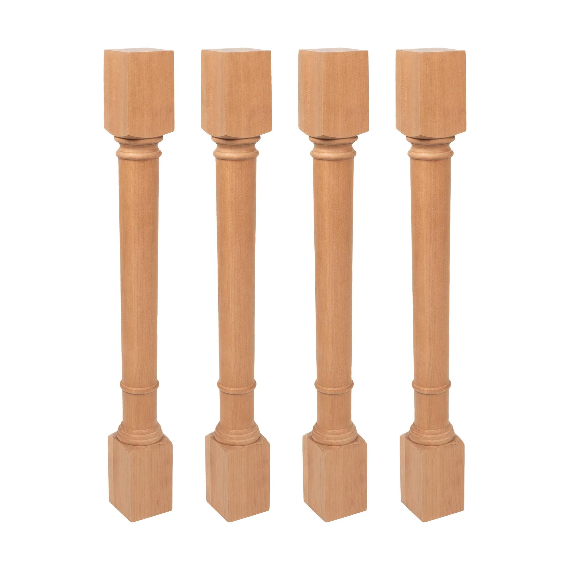 Designer's Edge Millwork 35-1/4 in. High x 3-3/4 in. Wide x 3-3/4 in. Depth Unfinished North American Solid Cherry Traditional Full Round Kitchen Island Leg 4 Pack
