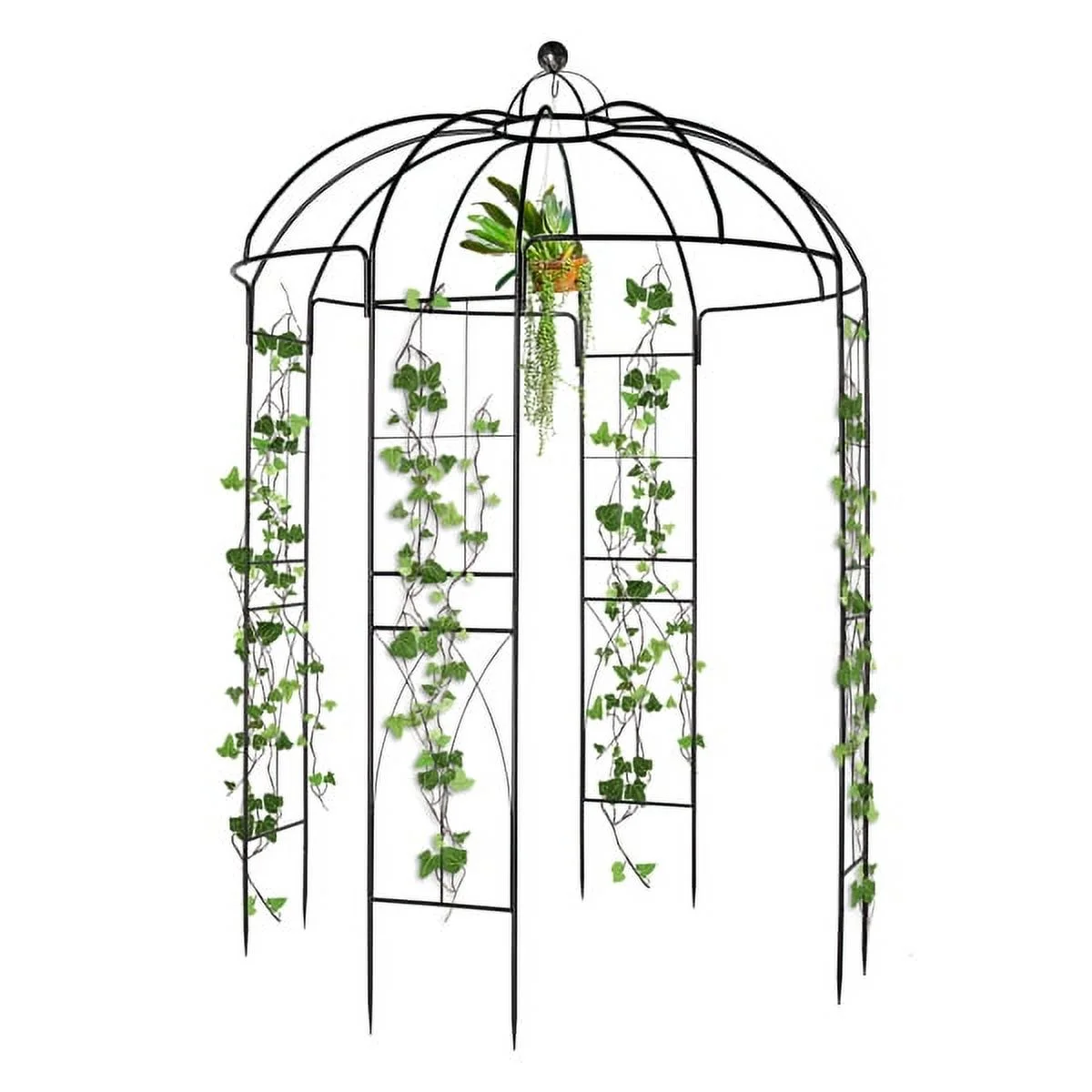 Bornmio 207*207*270cm Courtyard Wrought Iron Gazebo Iron Arch Black