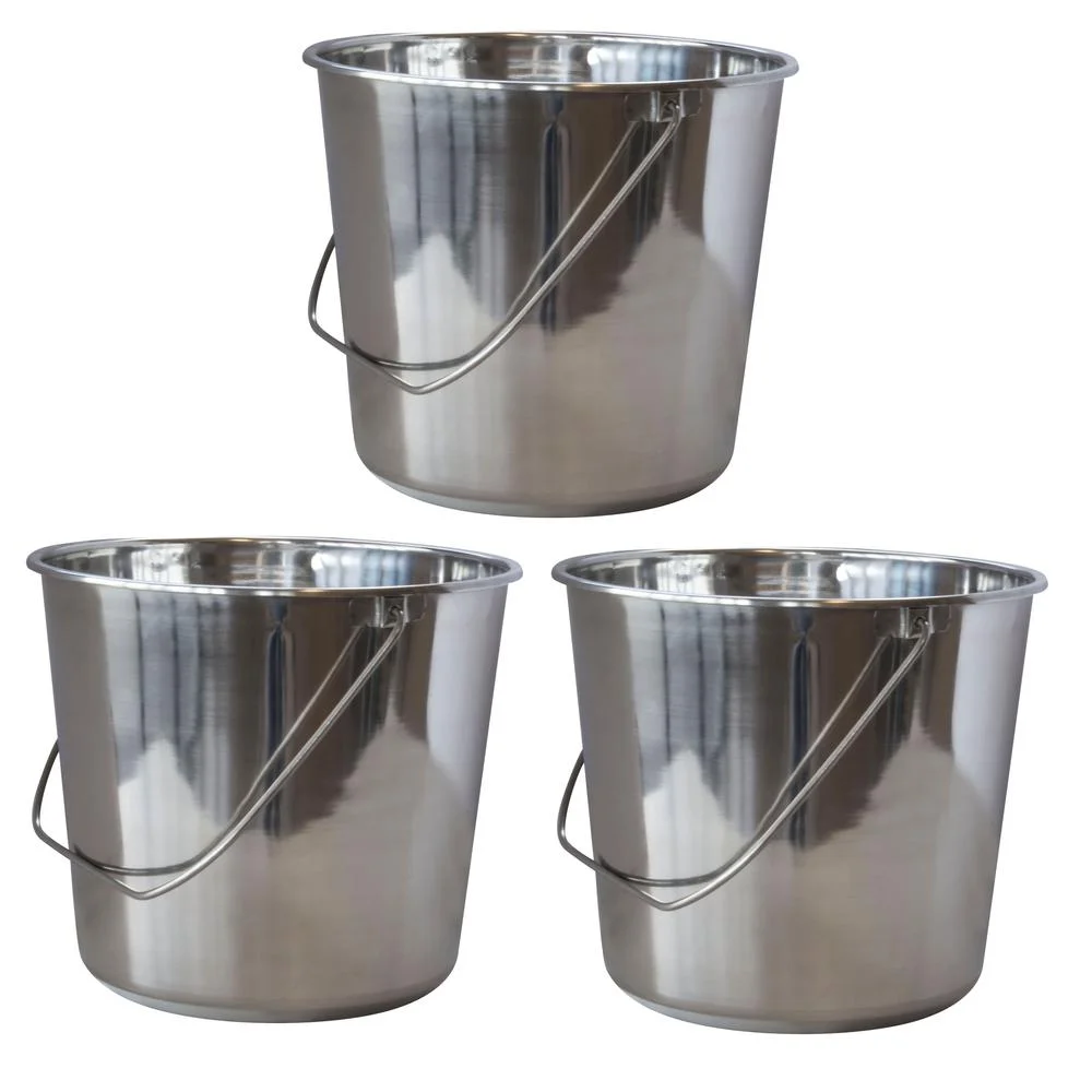 AmeriHome  Large Stainless Steel Bucket Set  3 Piece