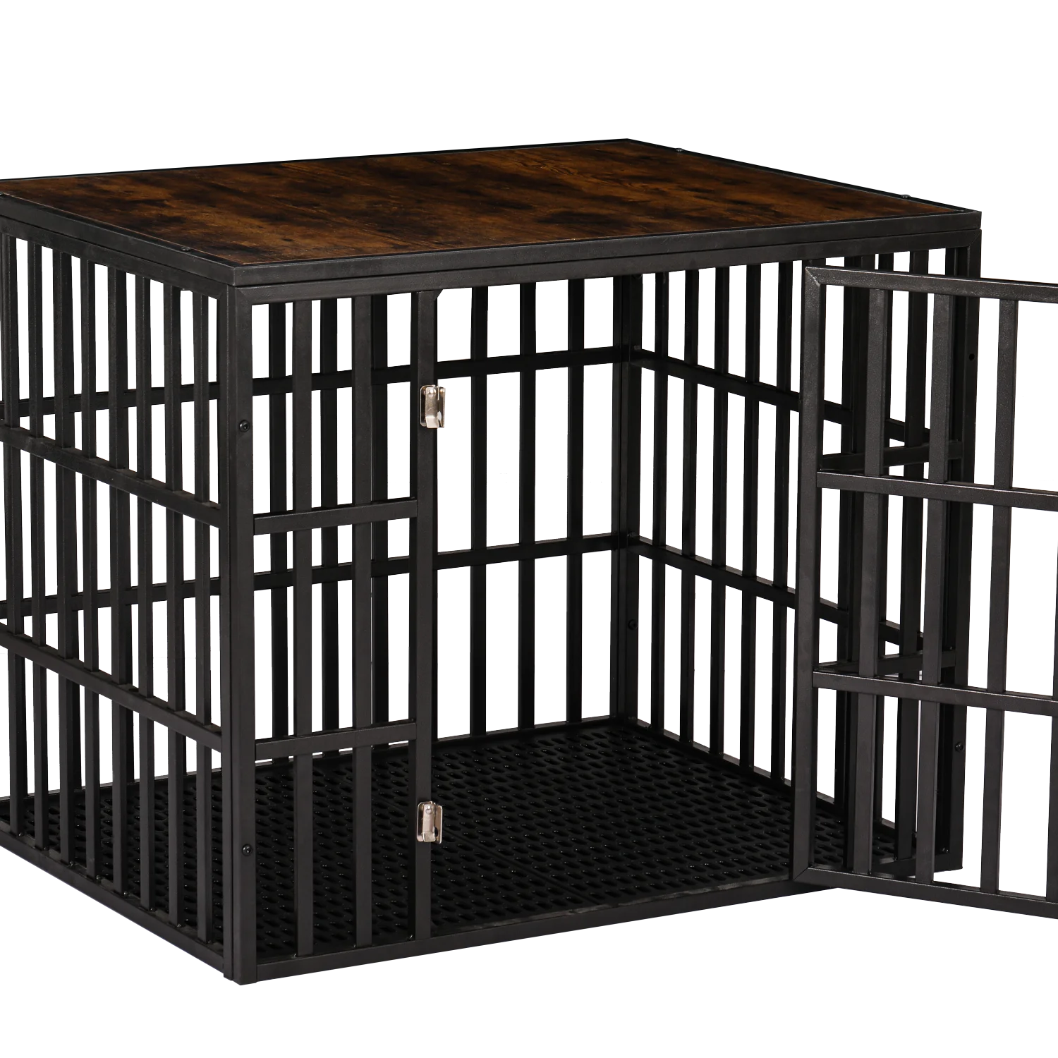 YLtoohoom NEW HEAVY DUTY DOG CRATE  FOR LARGE DOGS WOOD & STEEL DESIGN DOG CAGE INDOOR & OUTDOOR PET KENNEL 38X30X32INCH PET PLAYPEN WITH COVER METAL DOG FENCE CRATE BLACK