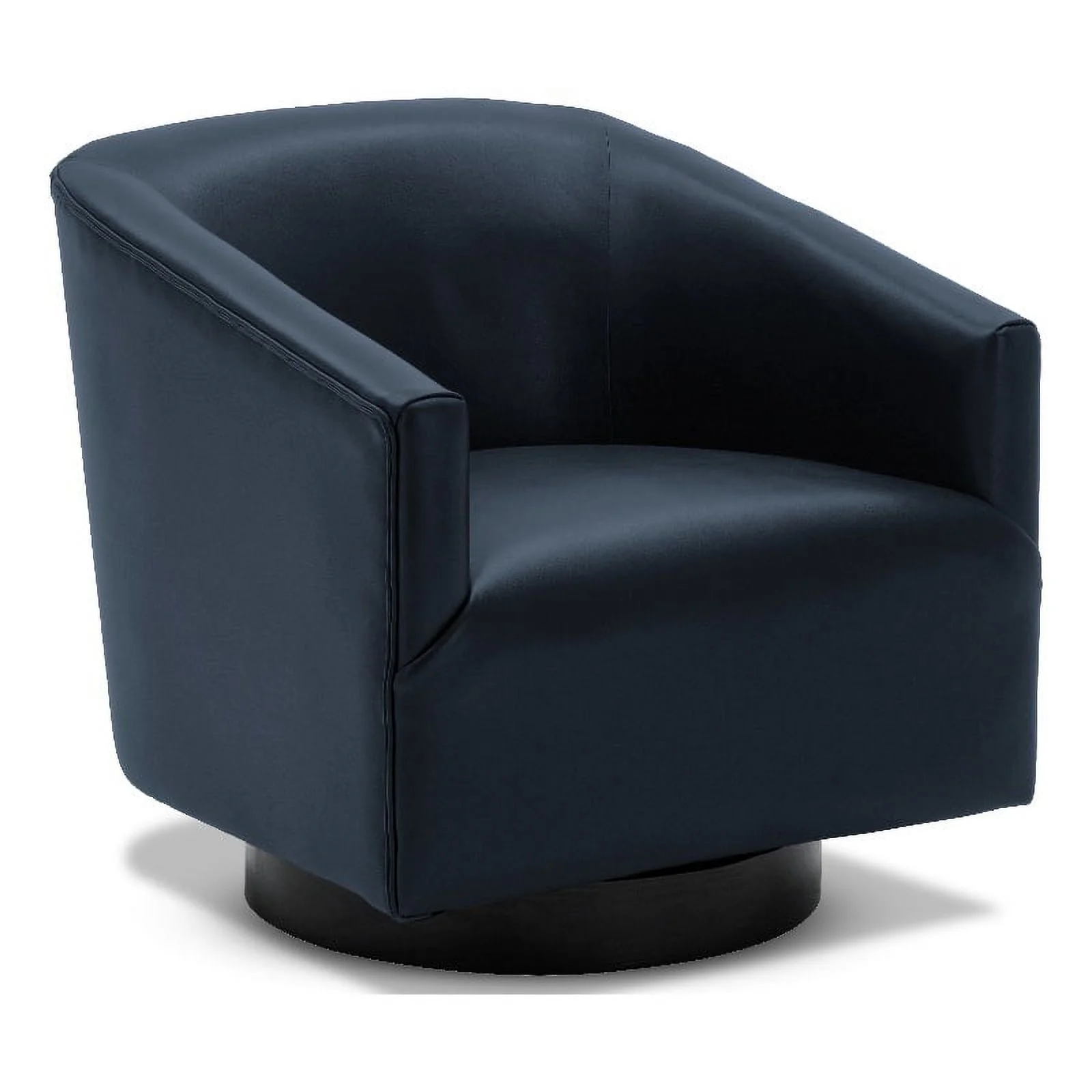 Home Square Faux Leather Swivel Accent Chair in Midnight Blue - Set of 2