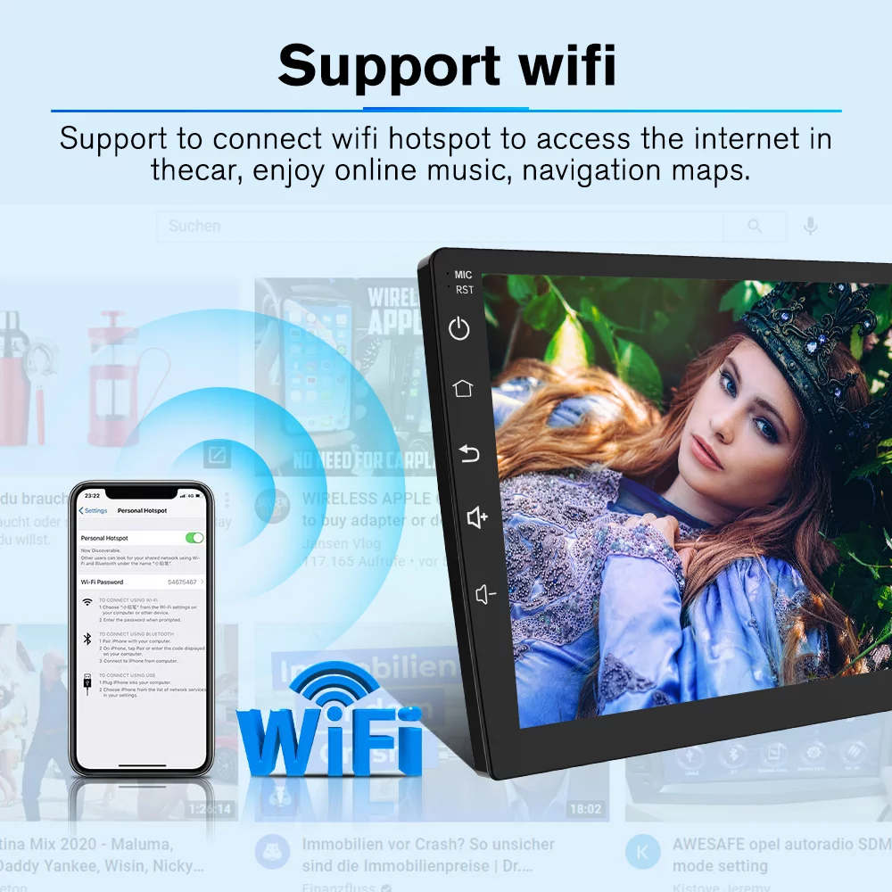 AWESAFE Wireless Carplay Car Radio Stereo Compatible Mitsubishi Outlander 2014-2018,Andriod 12 2GB+32GB with Carplay Android Auto GPS Navigation Bluetooth Steering Wheel Control