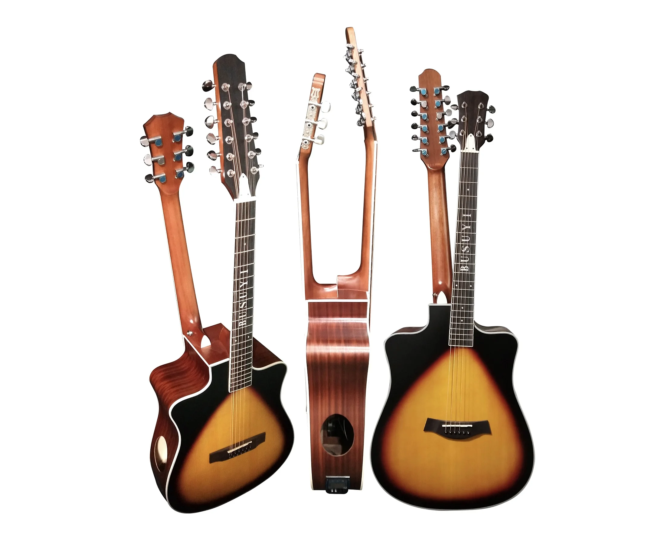 12 String Acoustic / 6 String Acoustic, Double Sided, Travel, Busuyi Guitar, (Sunset) All Levels