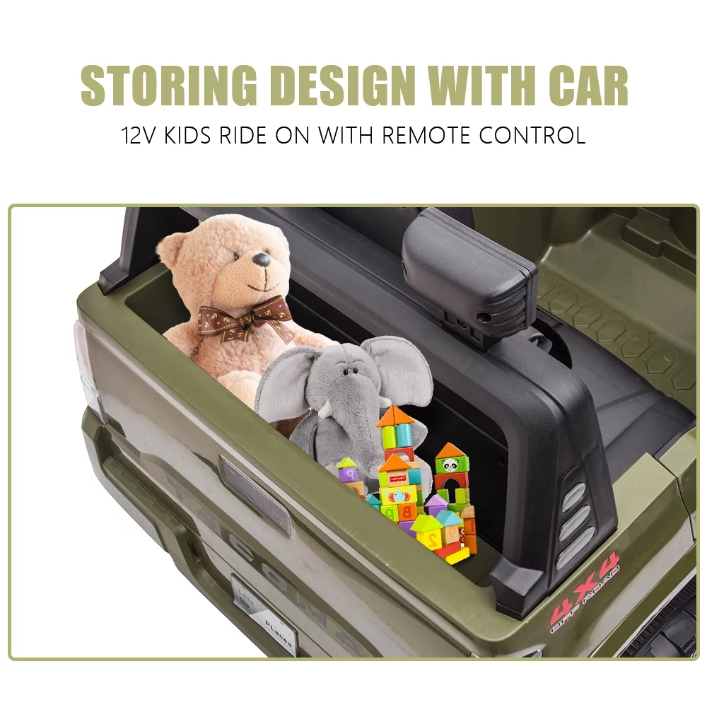 uhomepro Green 12 V Toyota Tacoma Kids Powered Ride On Car with Remote Control, MP3 Player